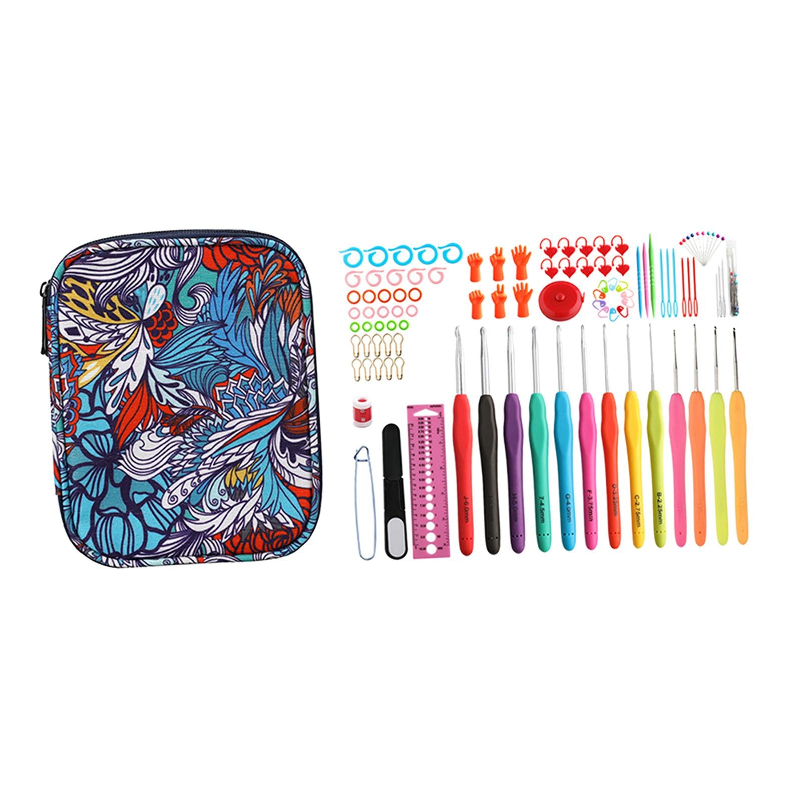 102Pcs Crochet Hooks Set Ergonomic Grip Kit Knitting Needle Weave Yarn Kits