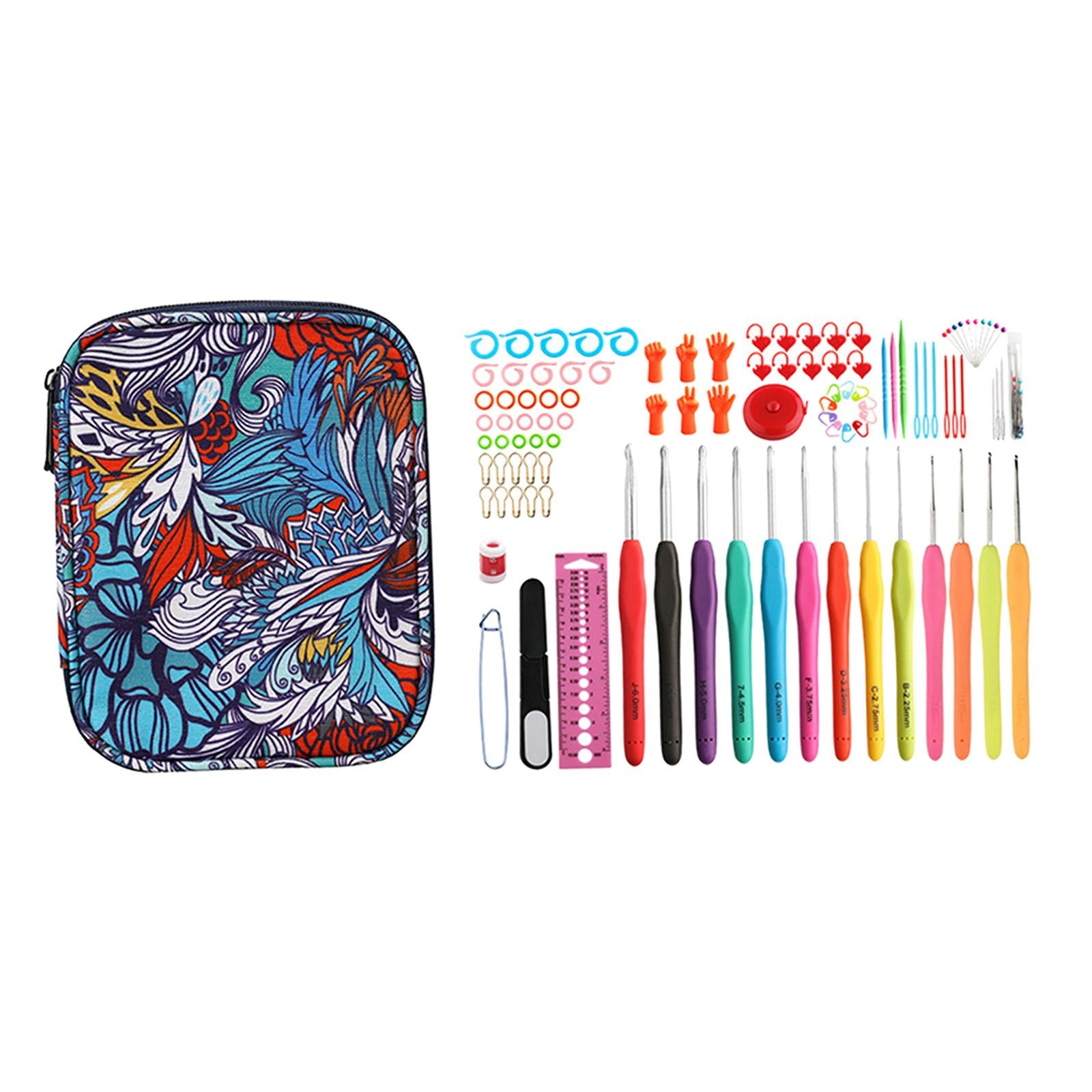 102Pcs Crochet Hooks Set Ergonomic Grip Kit Knitting Needle Weave Yarn Kits