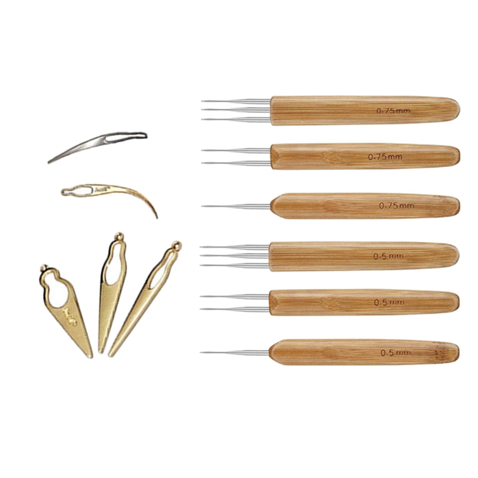 11x Crochet Needle Hooks Bamboo Handle Dreadlock Knit Hair Making Braiding