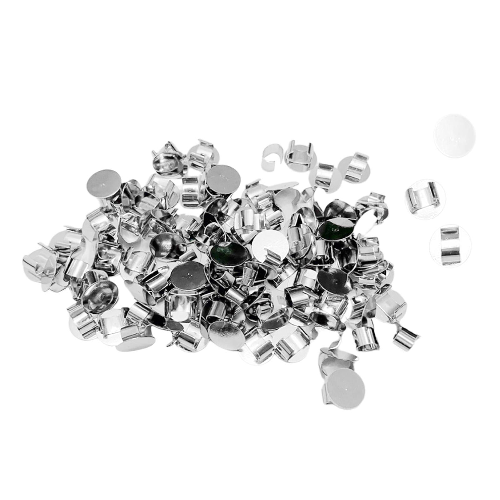 100 Pieces Hair Clip Base 10mm DIY Handmade Silver Buttons for Findings Girl