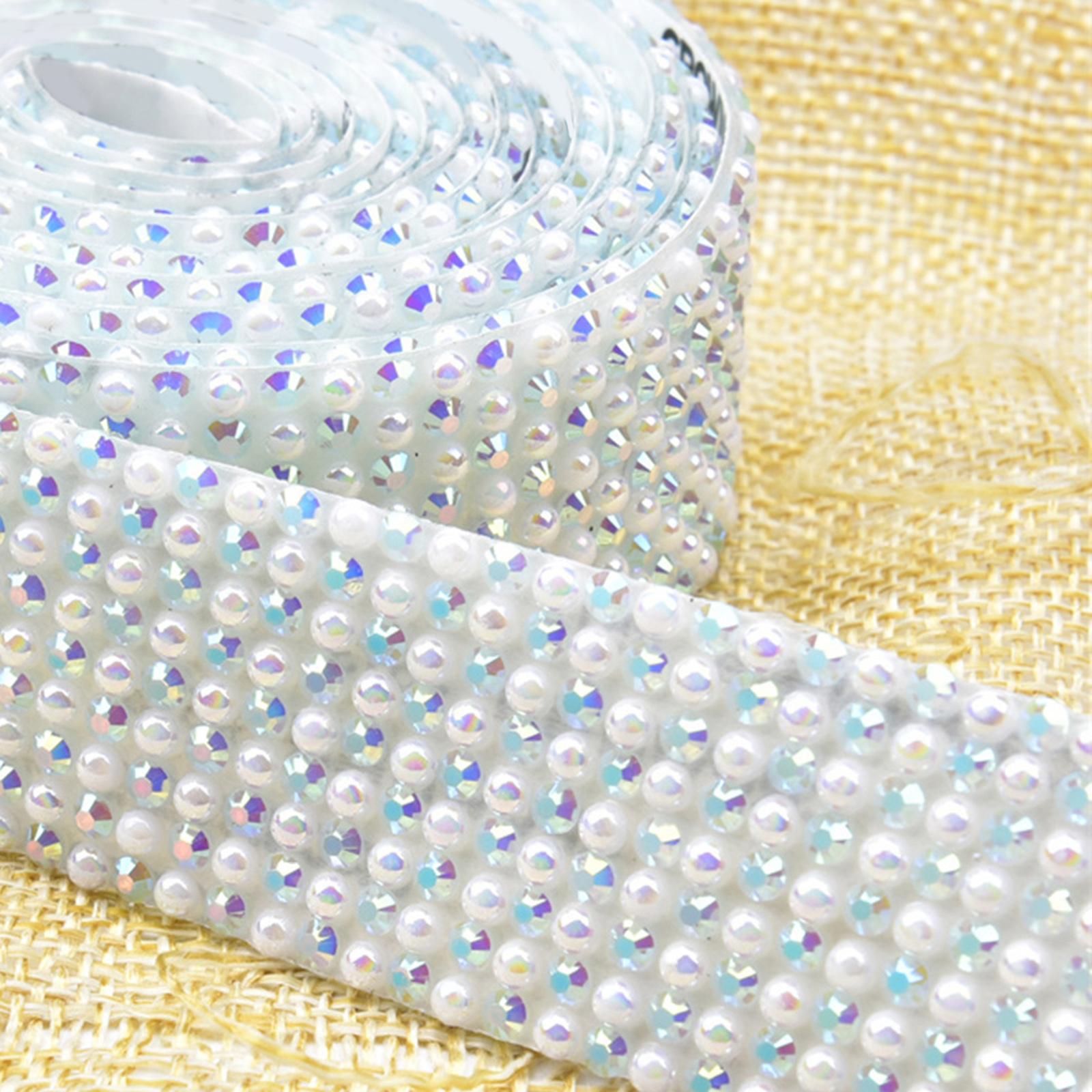 Rhinestone Ribbon Embellishment Self Adhesive for Crafts Supplies White