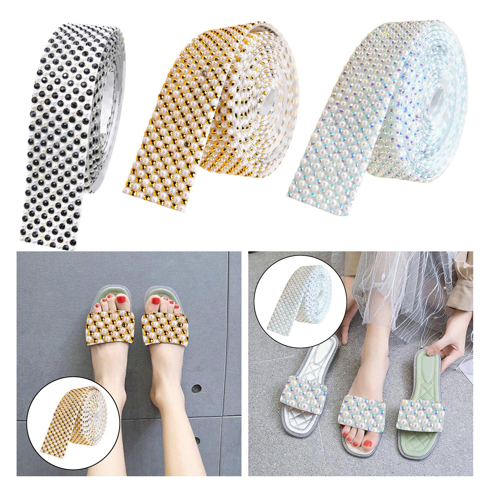 Rhinestone Ribbon Embellishment Self Adhesive for Crafts Supplies White