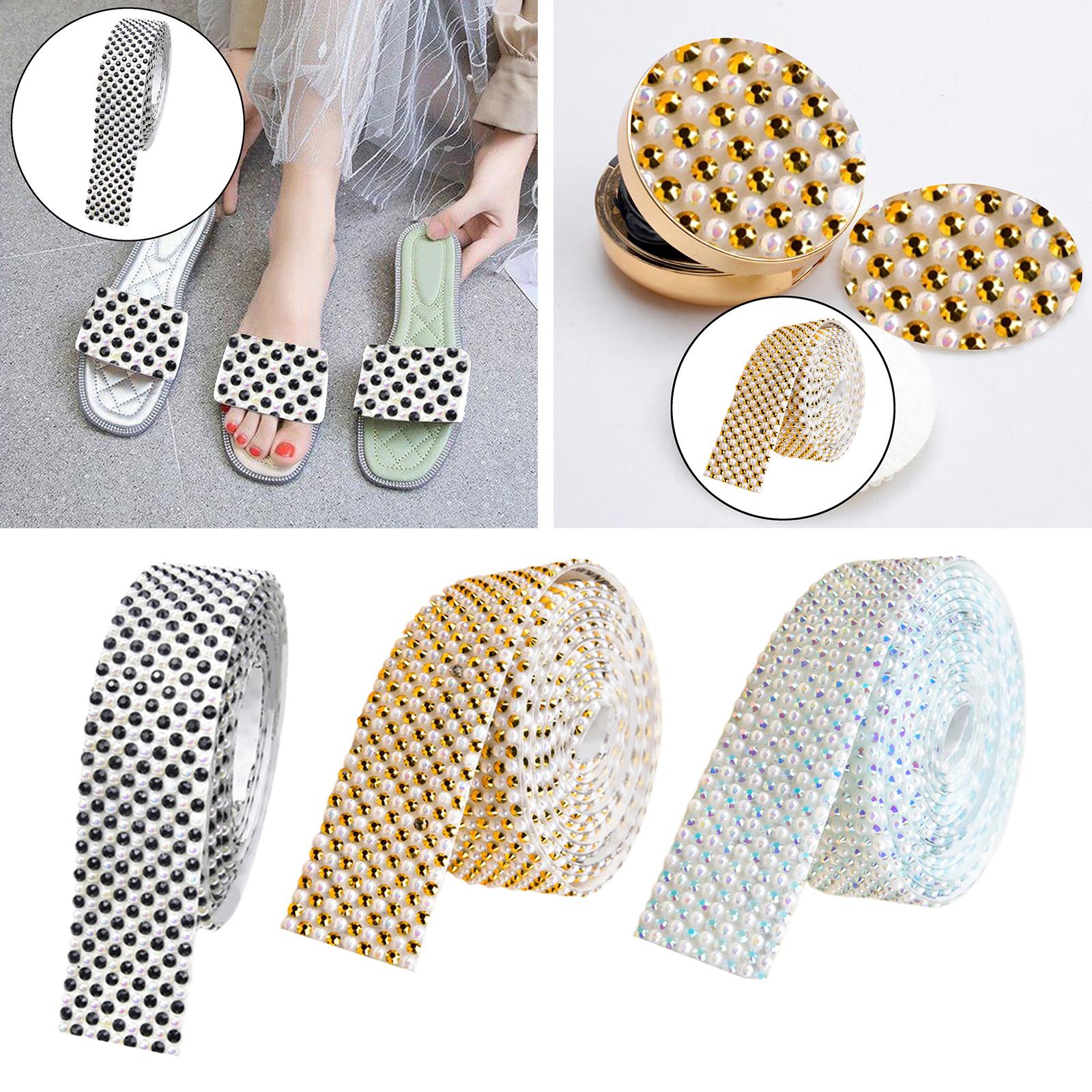 Rhinestone Ribbon Embellishment Self Adhesive for Crafts Supplies White