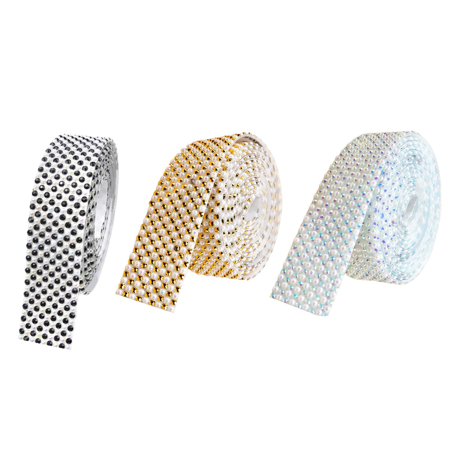 Rhinestone Ribbon Embellishment Self Adhesive for Crafts Supplies White