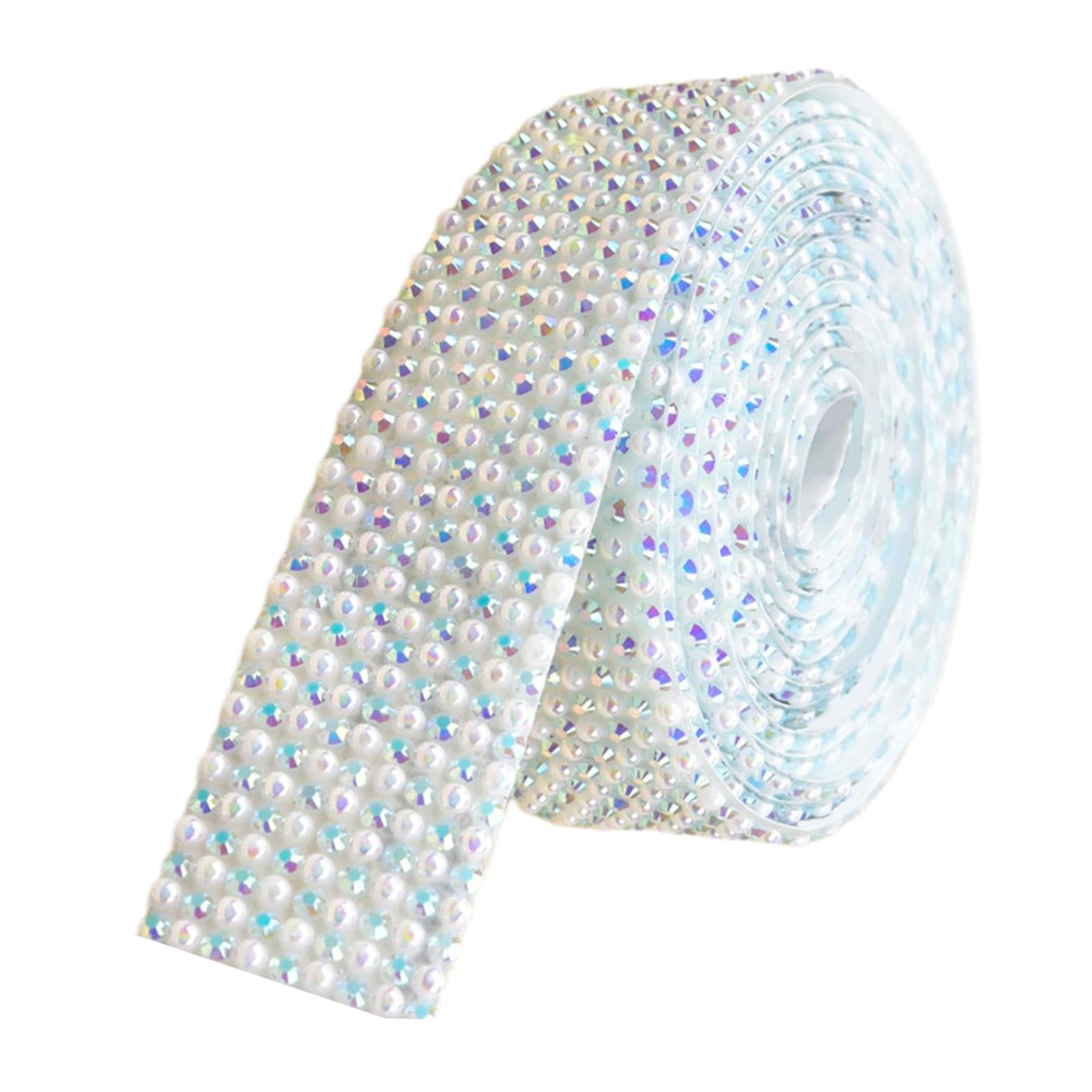 Rhinestone Ribbon Embellishment Self Adhesive for Crafts Supplies White