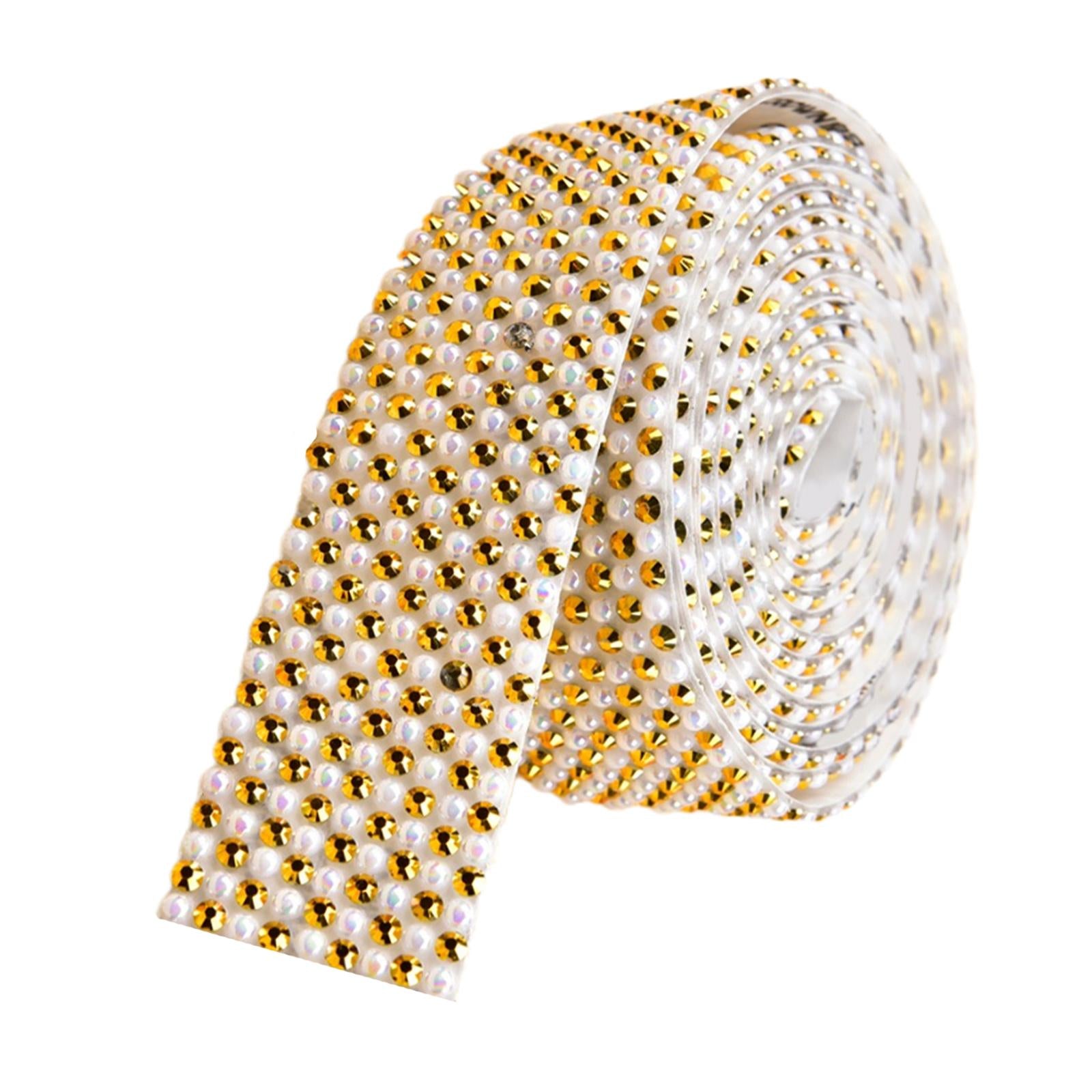 Rhinestone Ribbon Embellishment Self Adhesive for Crafts Supplies Yellow