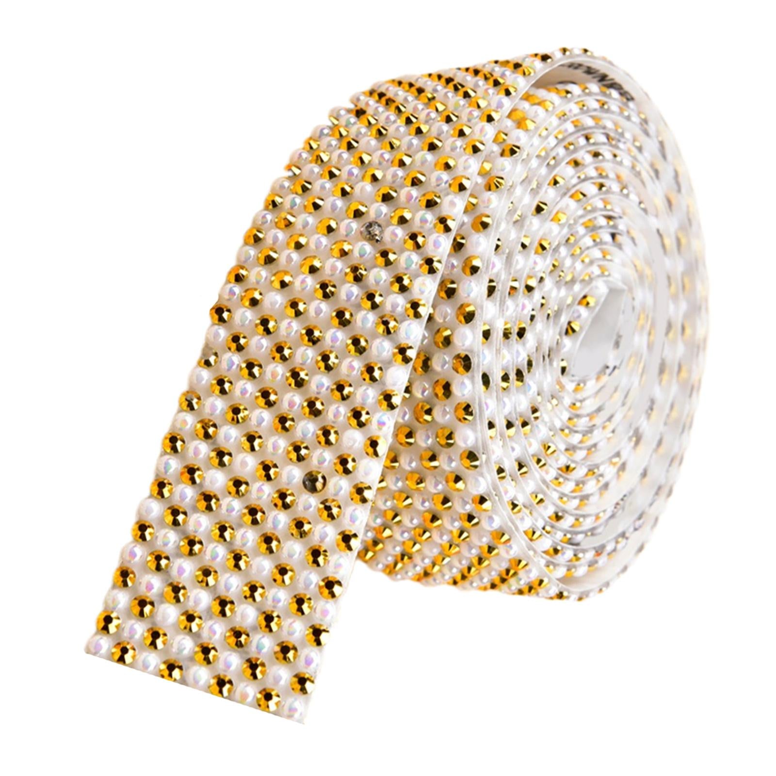 Rhinestone Ribbon Embellishment Self Adhesive for Crafts Supplies Yellow
