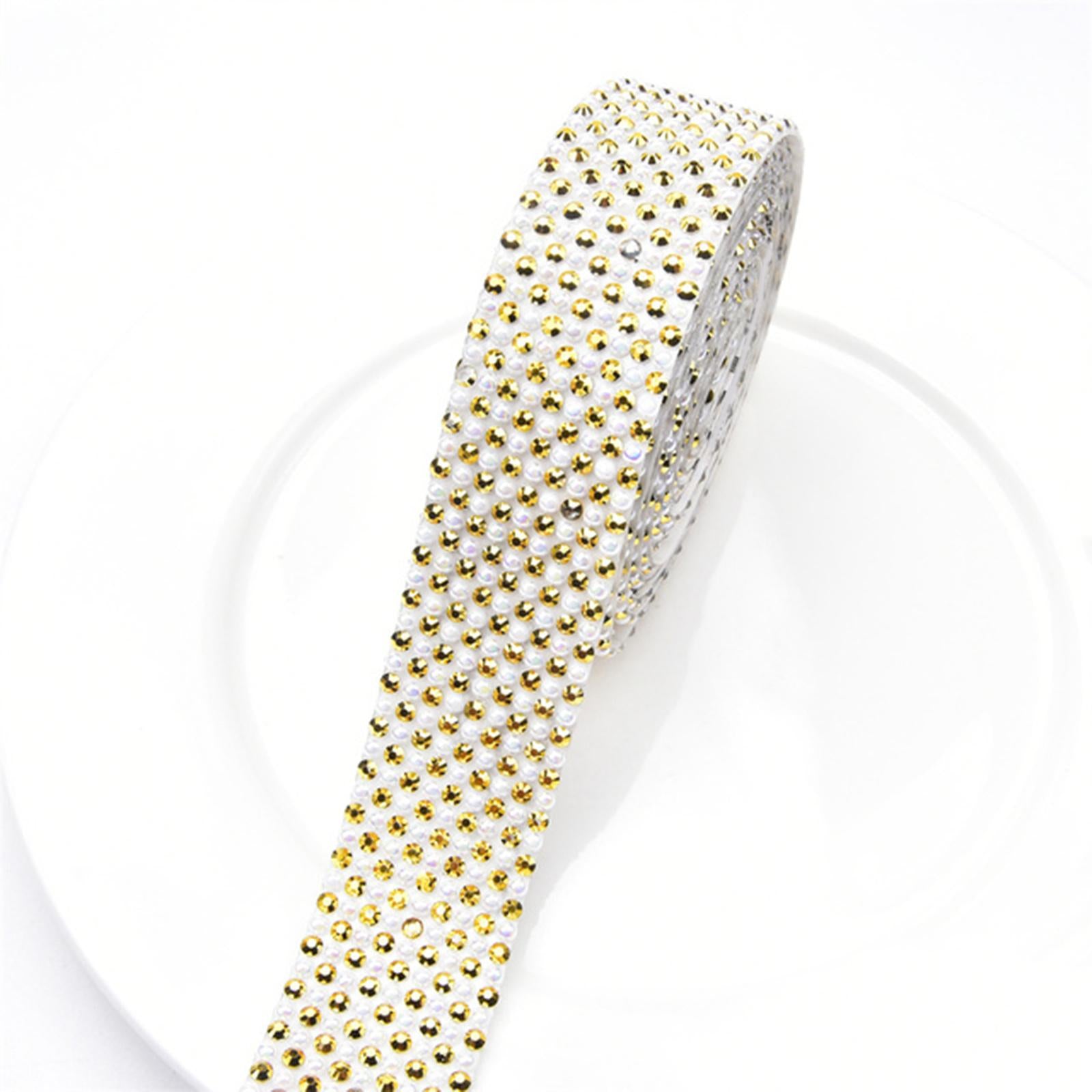Rhinestone Ribbon Embellishment Self Adhesive for Crafts Supplies Yellow