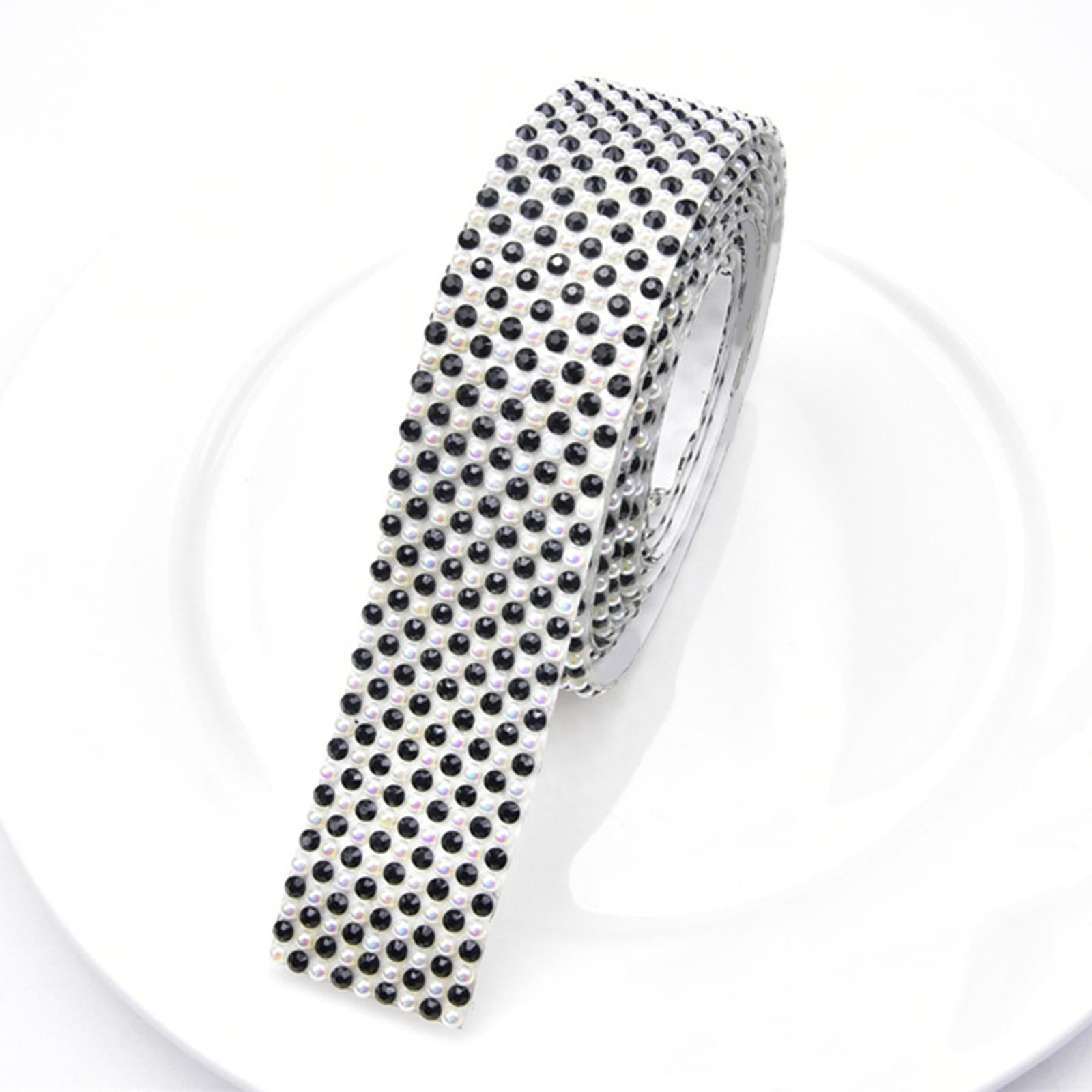 Rhinestone Ribbon Embellishment Self Adhesive for Crafts Supplies Black