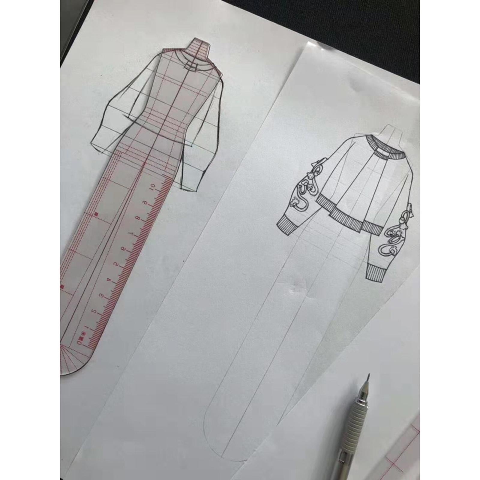 Fashion Drawing Ruler Set Figure Drawing Template for Fashion Design Sketch A