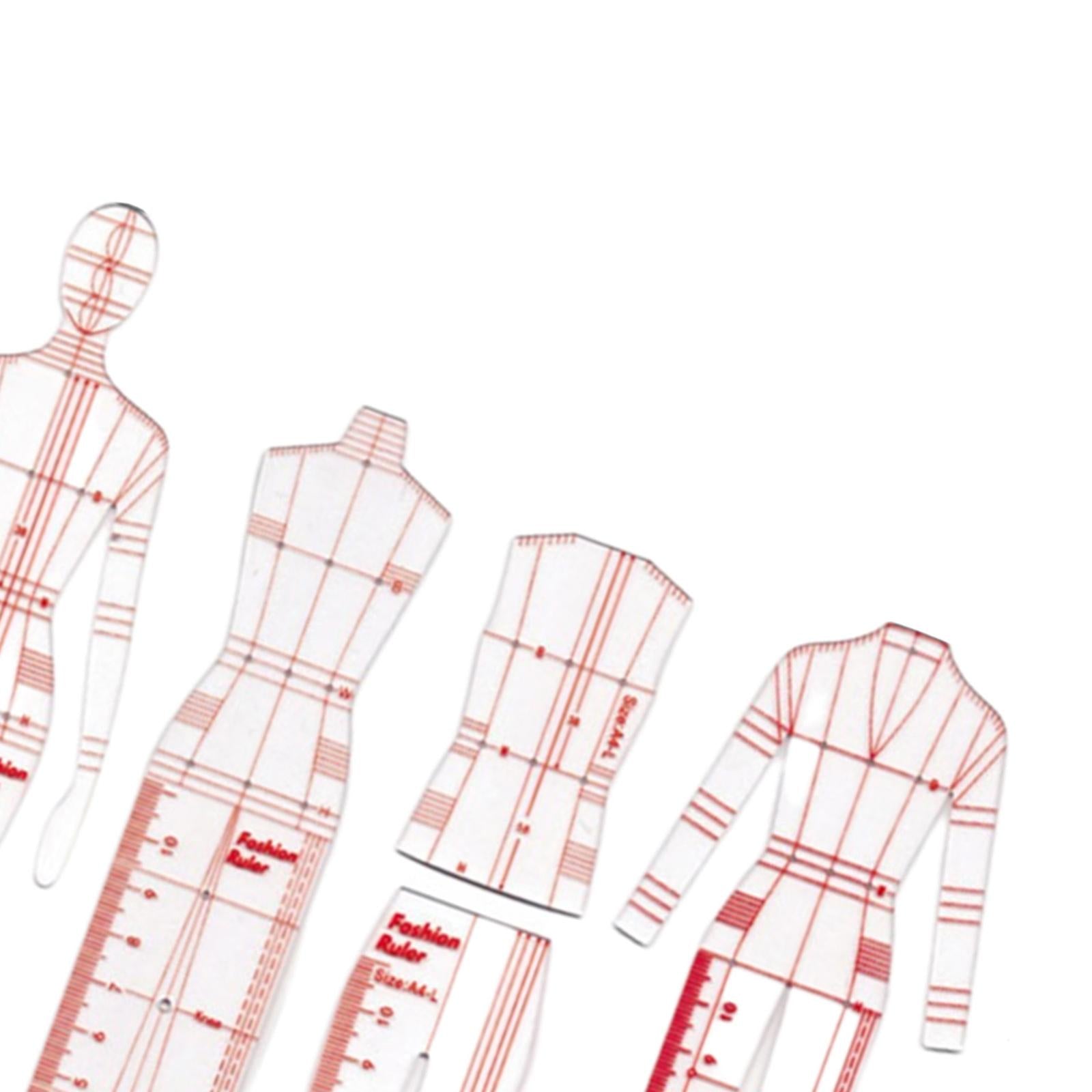 Fashion Drawing Ruler Set Figure Drawing Template for Fashion Design Sketch B