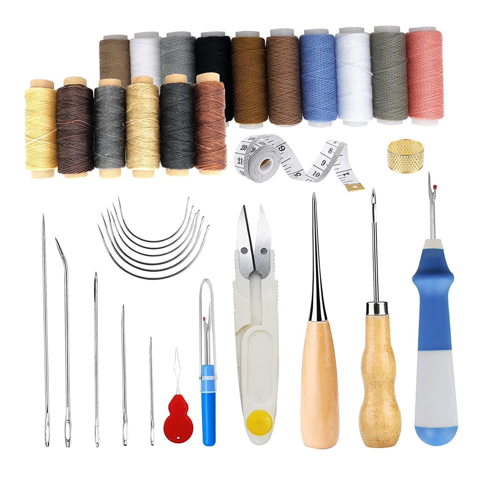 34Pcs Leather Tools Kit, Leather Craft Tools Set Including Waxed Thread Awl