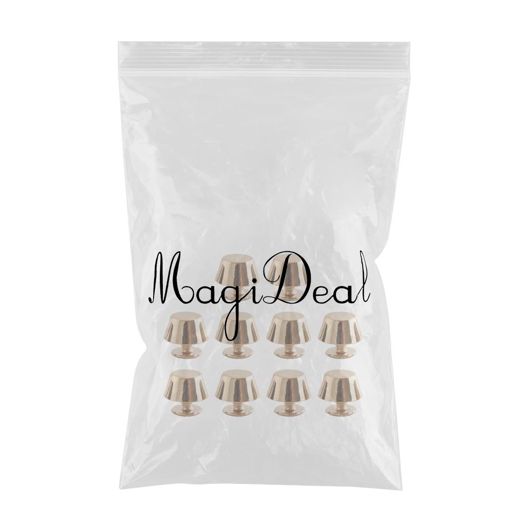 10/12 Rivets Studs Screw Back Feet Metal Studs Rivet Gold 10Pcs