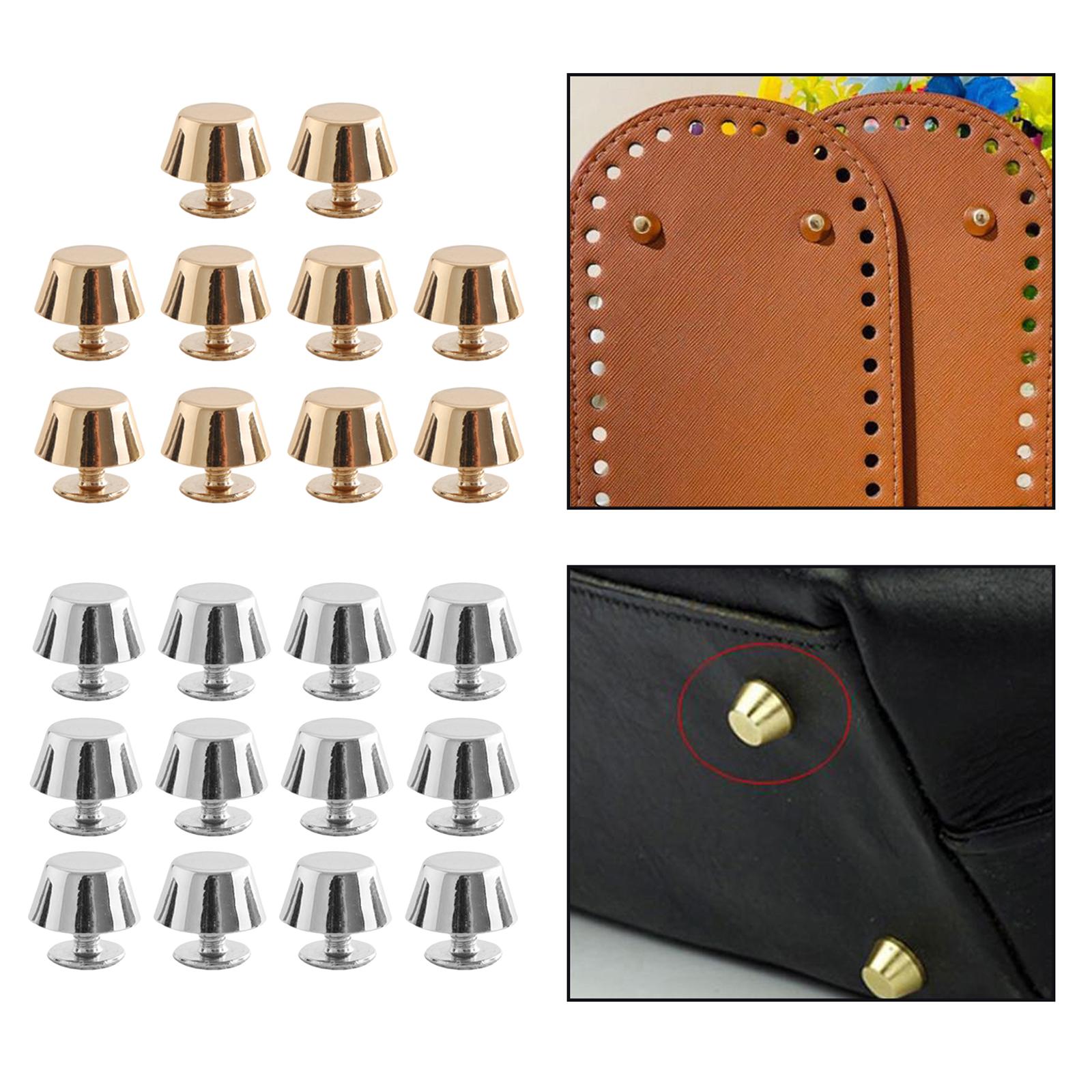 10/12 Rivets Studs Screw Back Feet Metal Studs Rivet Gold 10Pcs