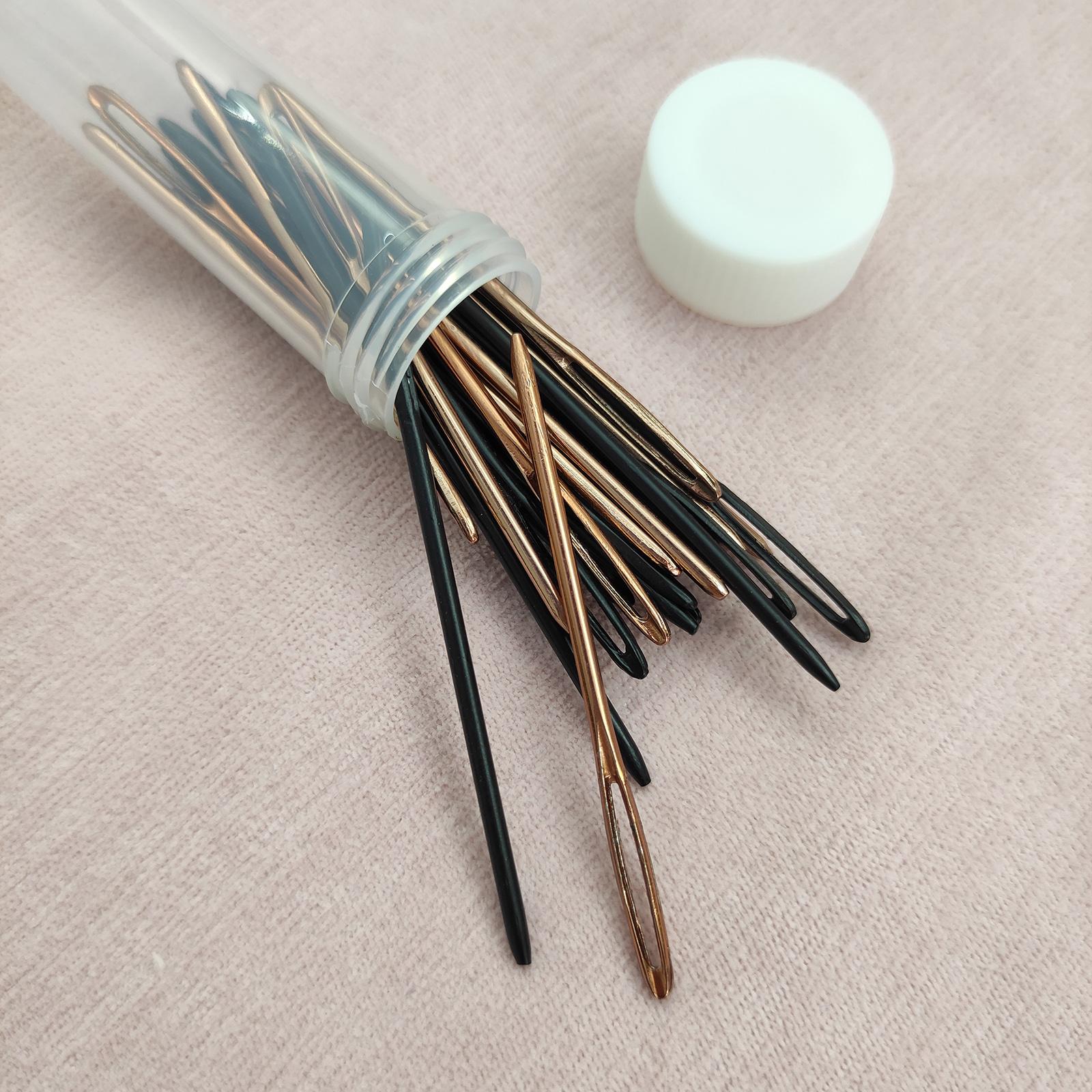 30Pcs Stitching Needles Large Eye for Knitting Crochet Projects Rose Gold