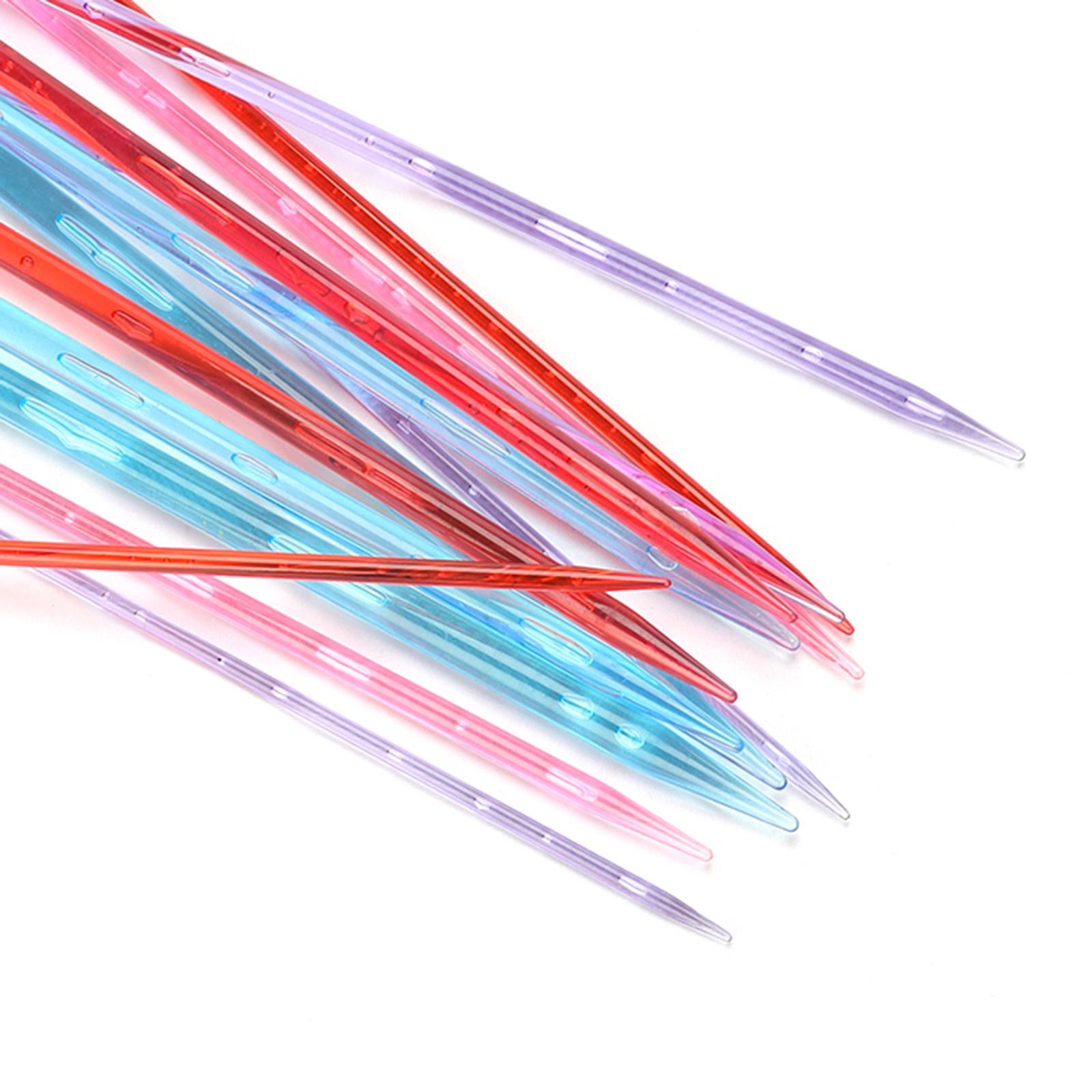 14 Pieces Knitting Needles Plastic 7 Sizes Straight for Gloves Craft 25cm