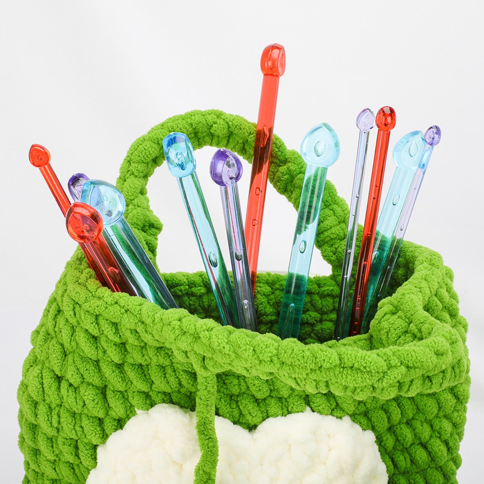 14 Pieces Knitting Needles Plastic 7 Sizes Straight for Gloves Craft 25cm