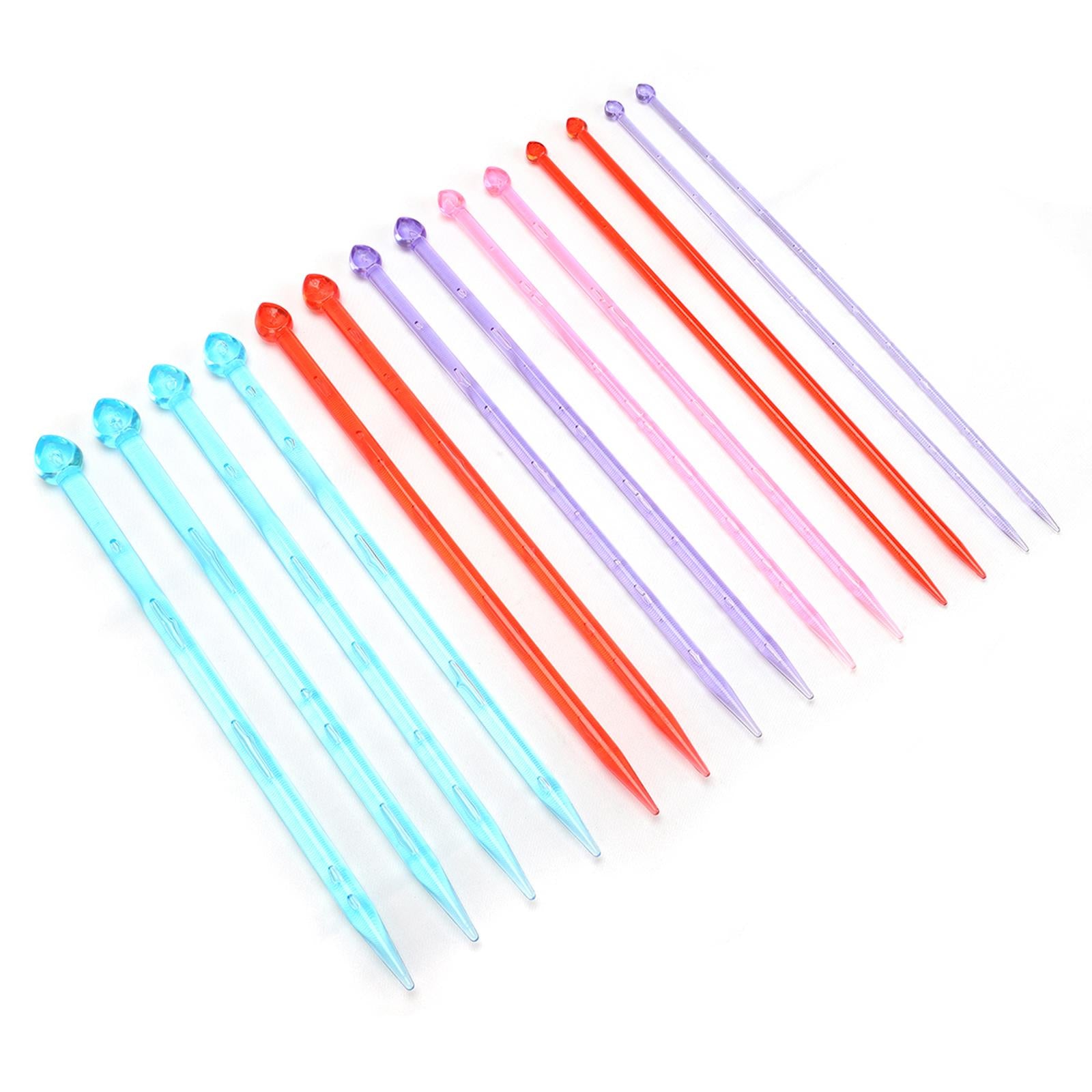 14 Pieces Knitting Needles Plastic 7 Sizes Straight for Gloves Craft 25cm