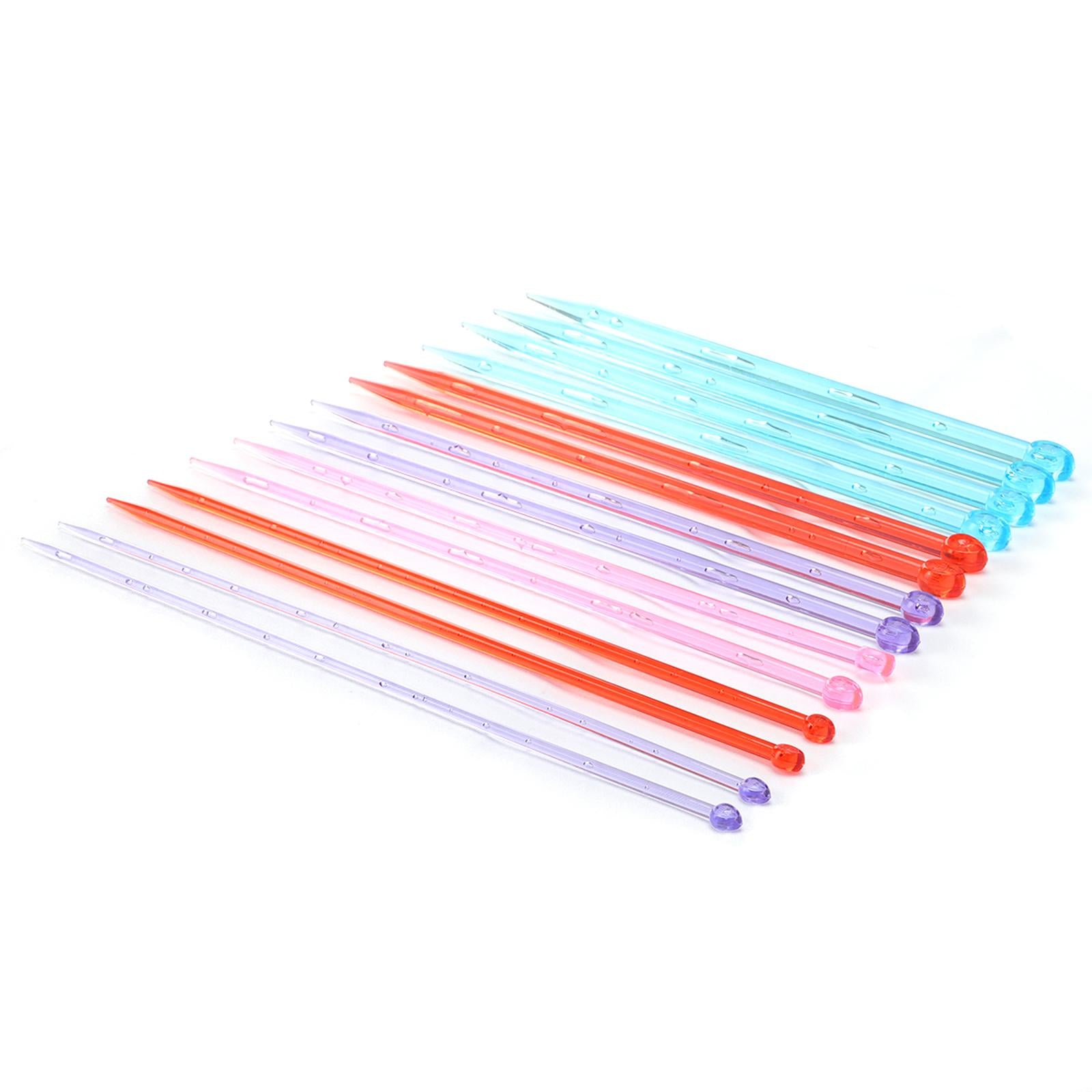 14 Pieces Knitting Needles Plastic 7 Sizes Straight for Gloves Craft 25cm