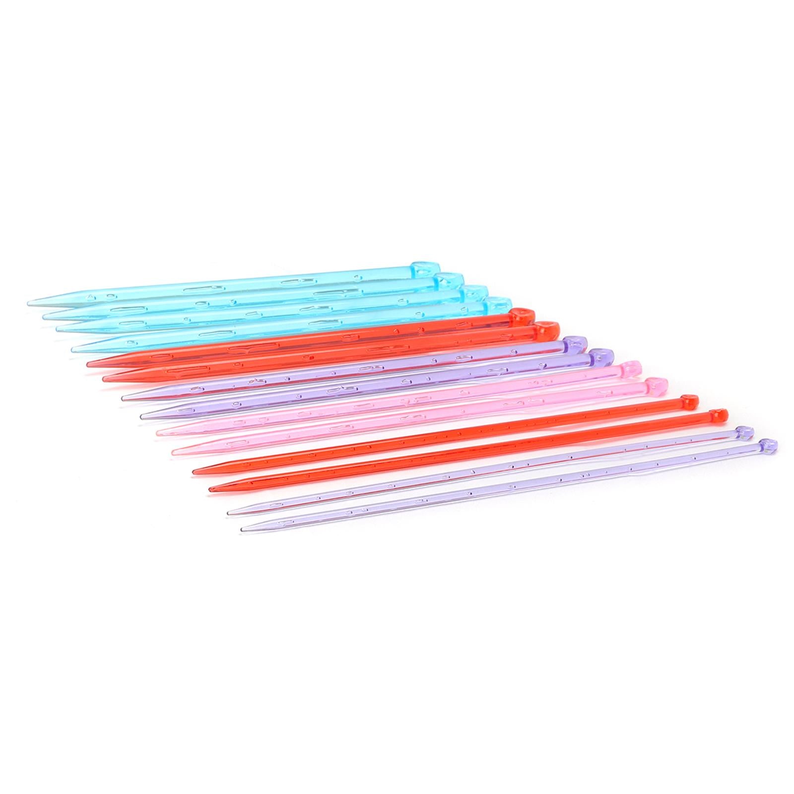 14 Pieces Knitting Needles Plastic 7 Sizes Straight for Gloves Craft 25cm
