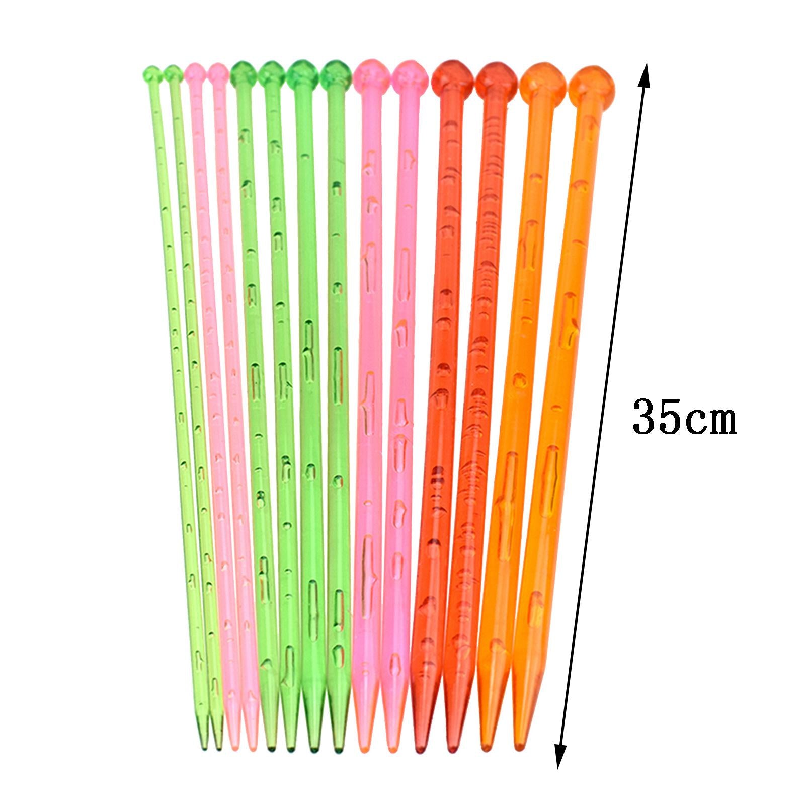 14 Pieces Knitting Needles Plastic 7 Sizes Straight for Gloves Craft 35cm