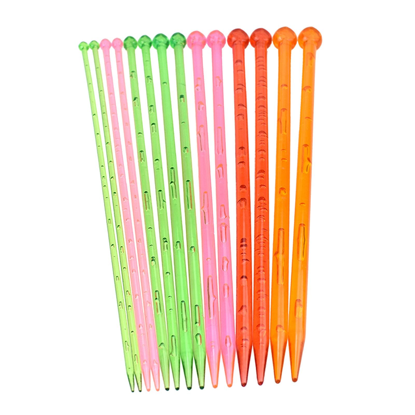 14 Pieces Knitting Needles Plastic 7 Sizes Straight for Gloves Craft 35cm