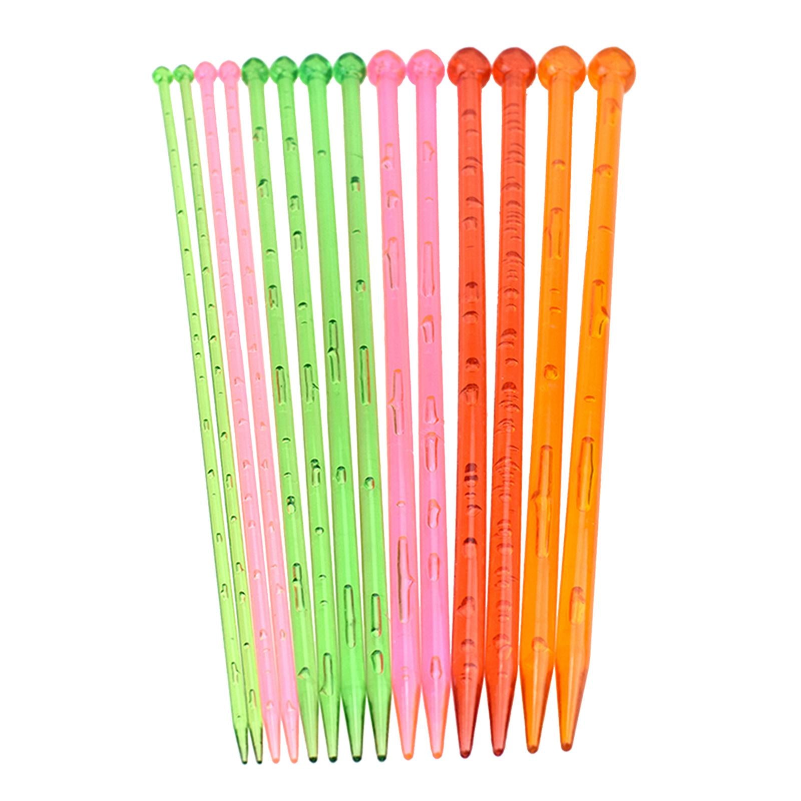 14 Pieces Knitting Needles Plastic 7 Sizes Straight for Gloves Craft 35cm