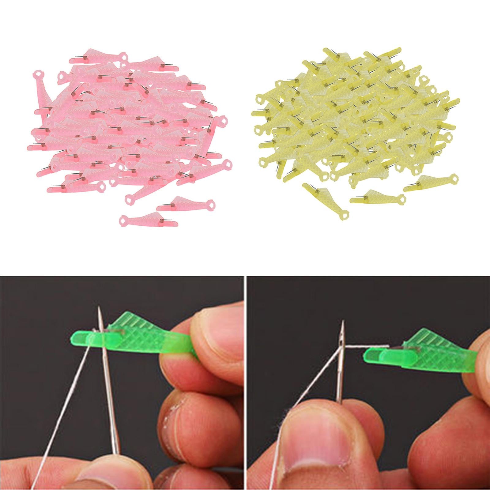 100x Needle Threader Embroidery Cross Stitch Needle Threading Tools Pink