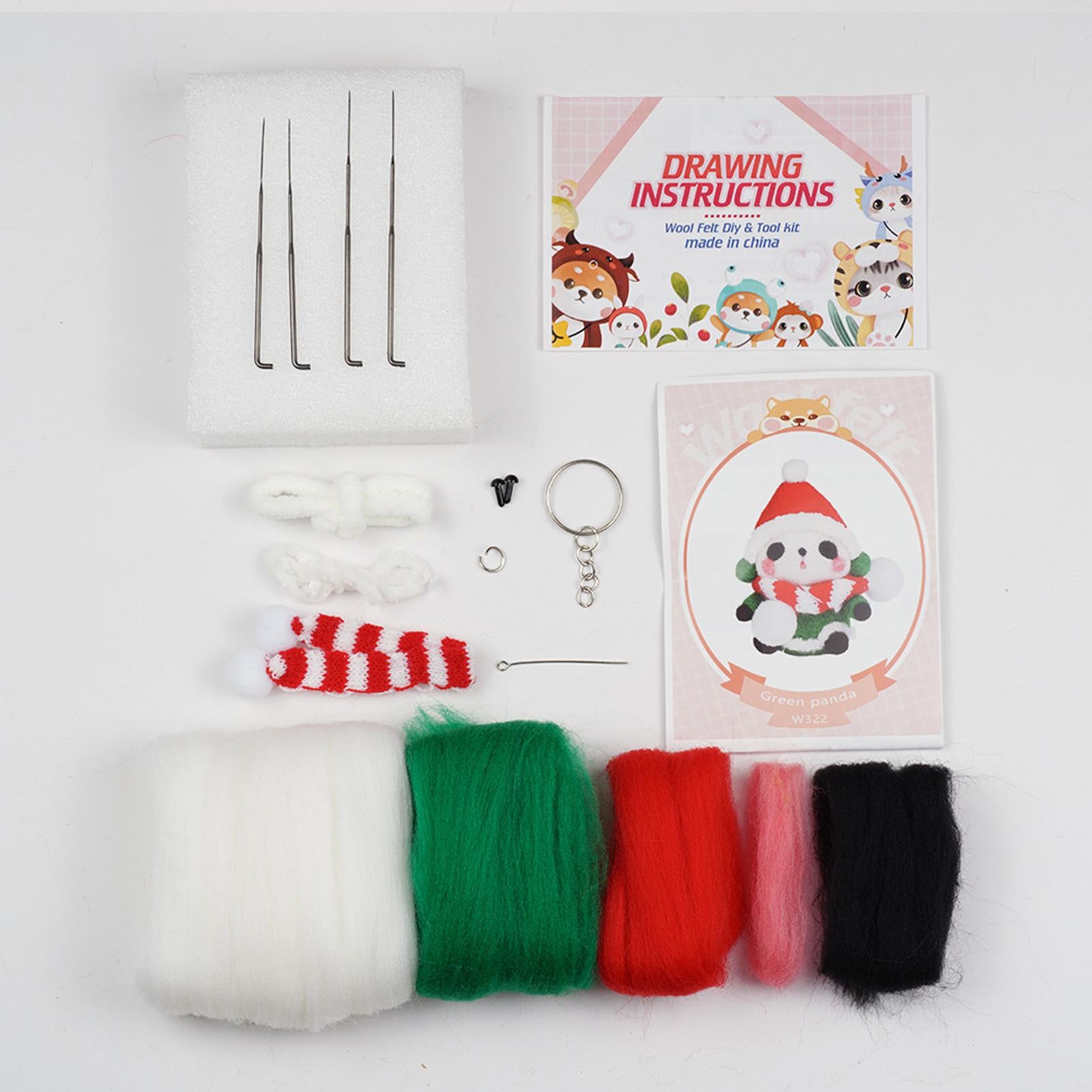 1x Cute Animal Needle Felting Starter Kit with Needle for Beginner Kid Adult Pig