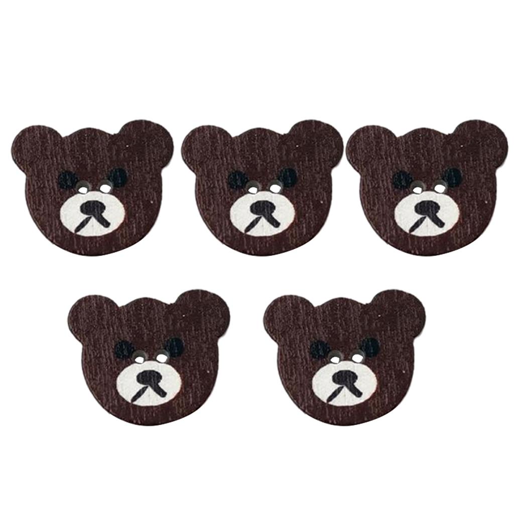 50Pcs Bear Buttons DIY Clothing Decorative Button Crafts 2 Holes Wood Button