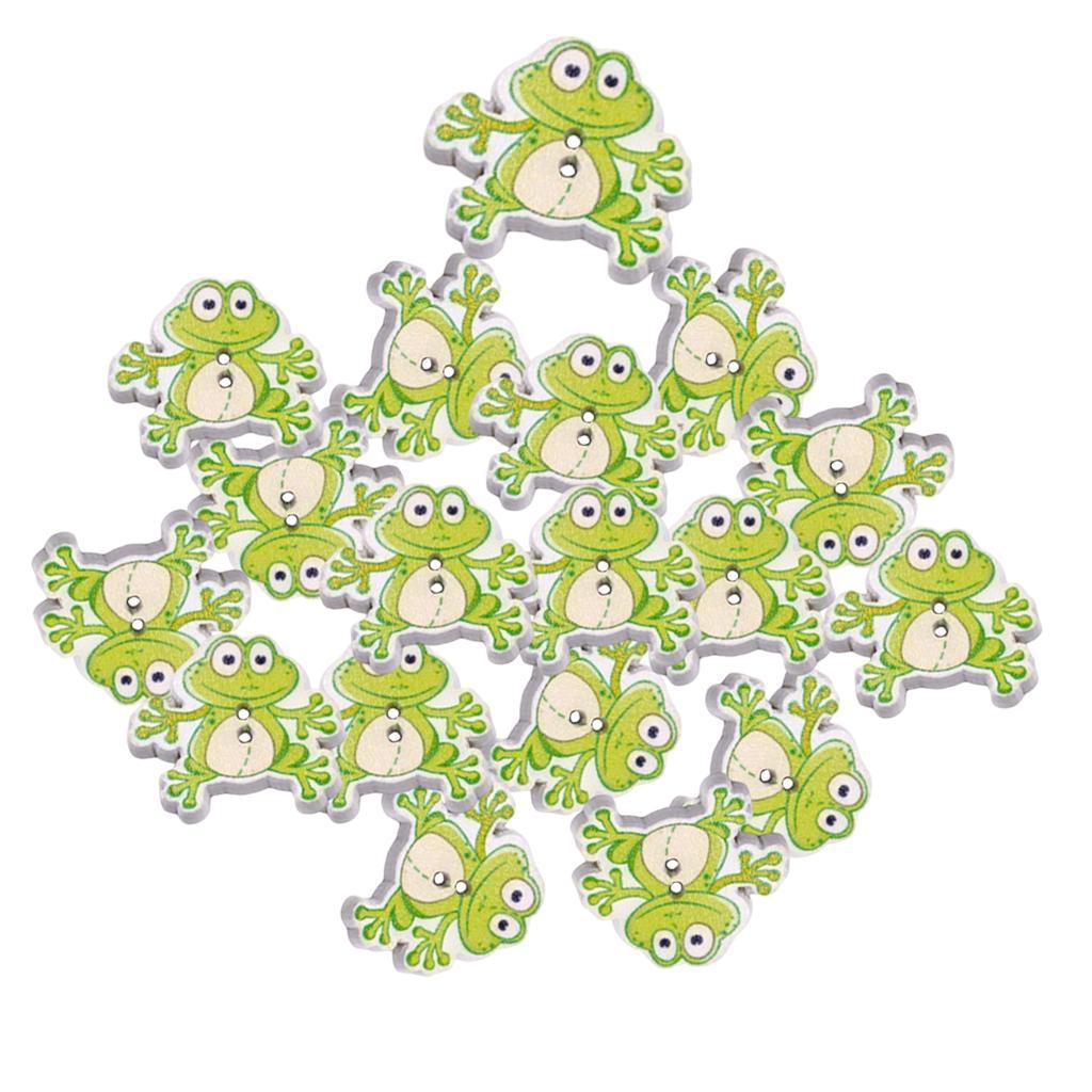 50Pcs Frog Buttons DIY Clothing Decorative Button Crafts 2 Holes Wood Button