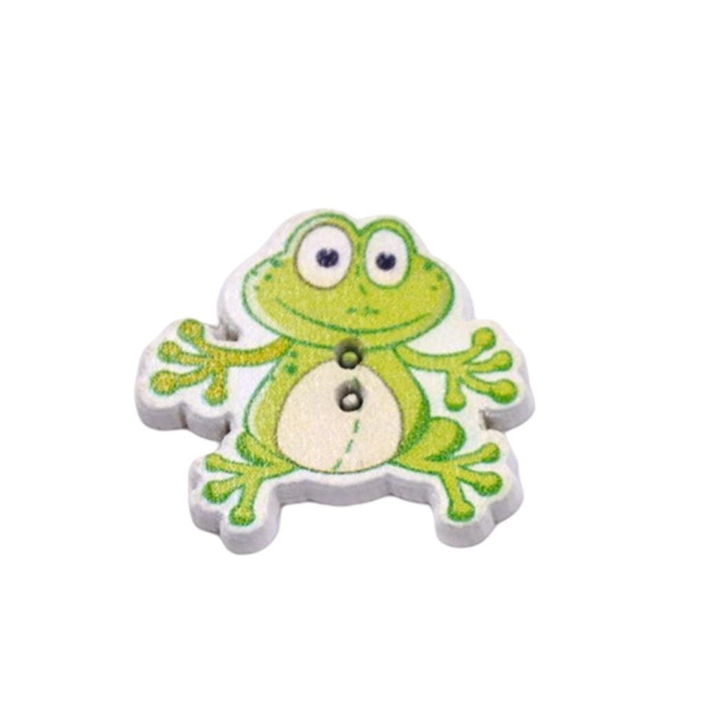50Pcs Frog Buttons DIY Clothing Decorative Button Crafts 2 Holes Wood Button