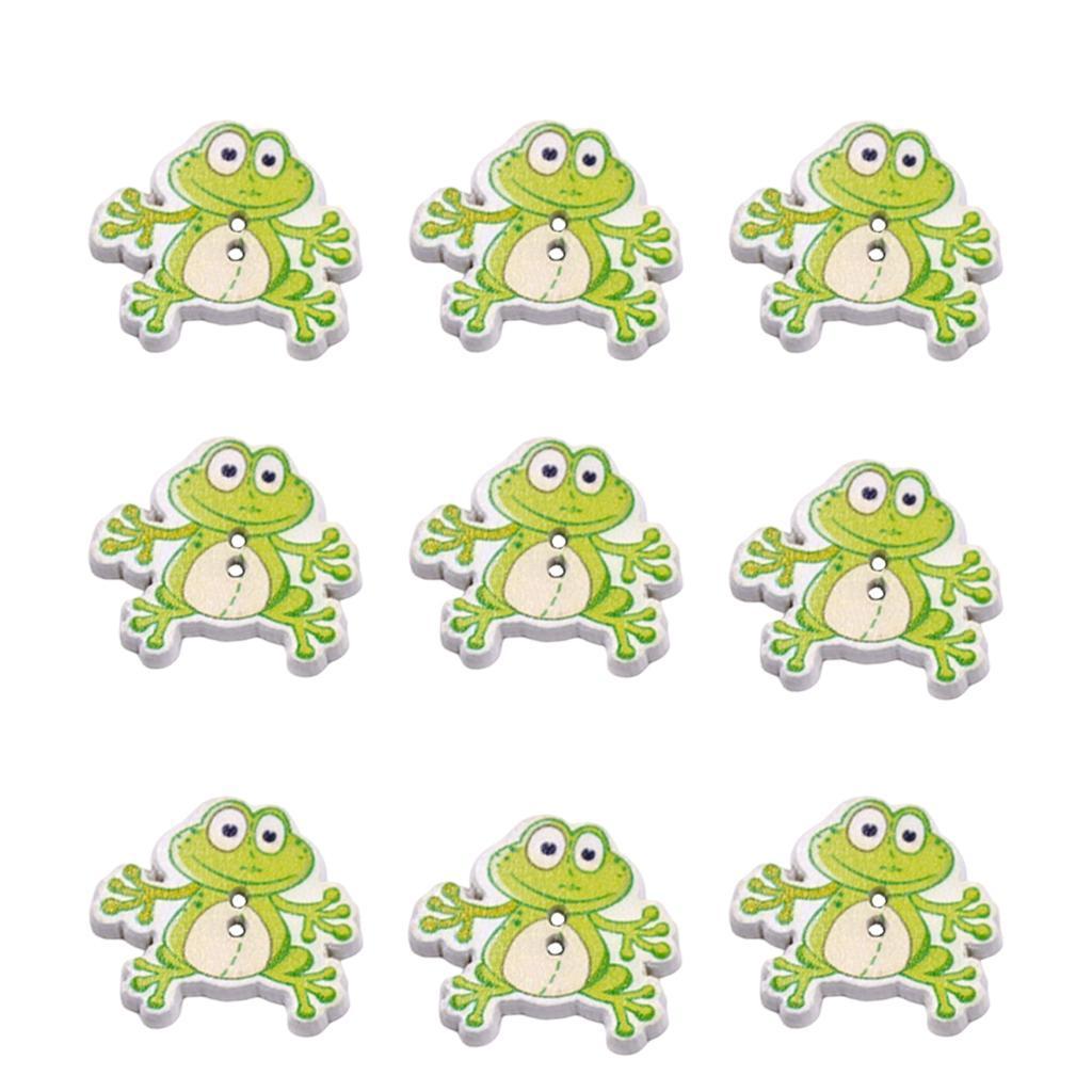 50Pcs Frog Buttons DIY Clothing Decorative Button Crafts 2 Holes Wood Button