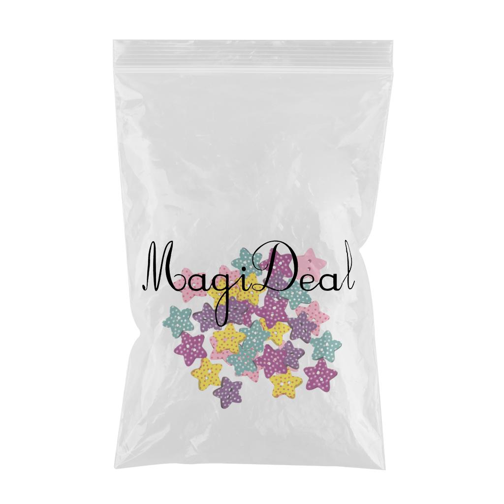 100pcs Multicolor Star Wood Buttons fit Sewing Scrapbooking Clothing Crafts