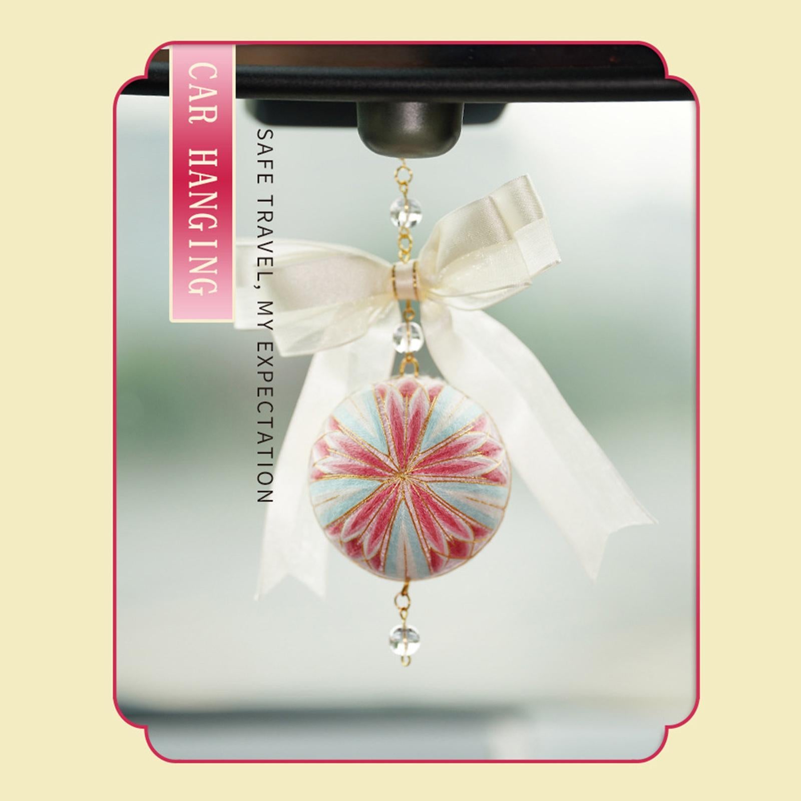 Thread Ball Shoulder Bag Hanging Temari Ball Embroidery for Kids Pink Green