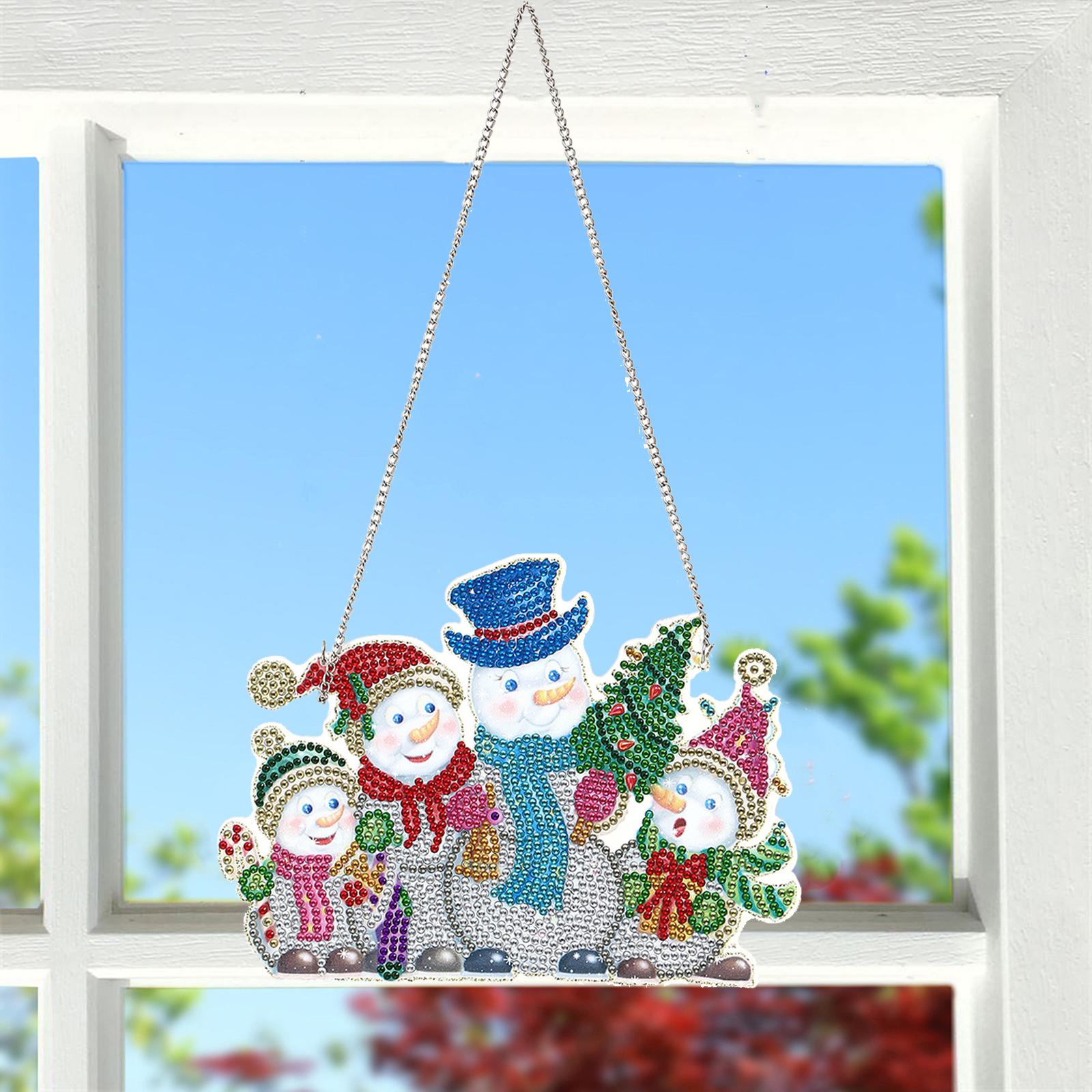 Xmas Diamond Painting Pendant DIY Hanging Decoration for Door Window AA845