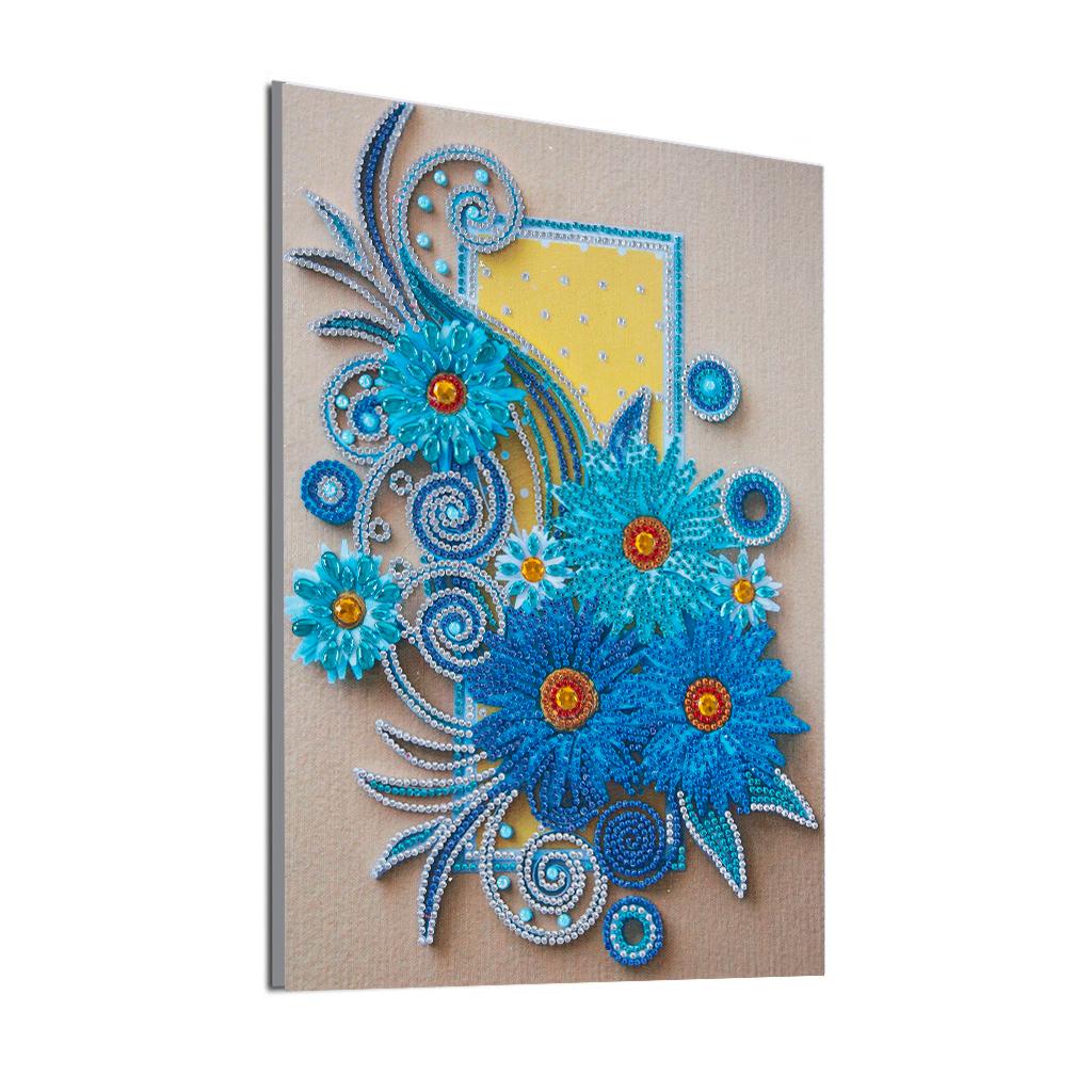 1x 5D DIY Full Drill Diamond Painting Flowers Hearts Cross Stitch Wall Decor Royal Blue