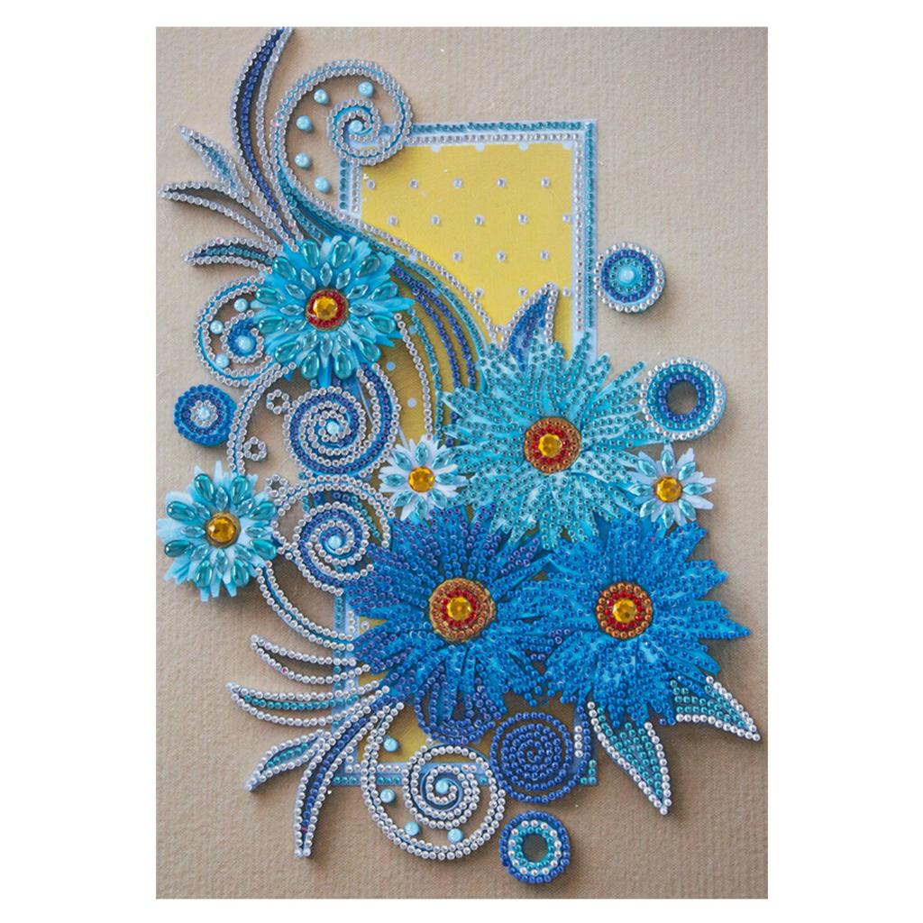 1x 5D DIY Full Drill Diamond Painting Flowers Hearts Cross Stitch Wall Decor Royal Blue