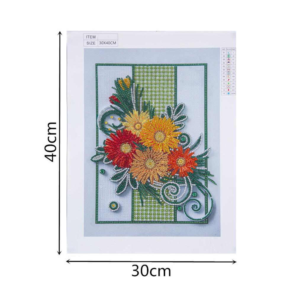 1x 5D DIY Full Drill Diamond Painting Flowers Hearts Cross Stitch Wall Decor Yellow Flower