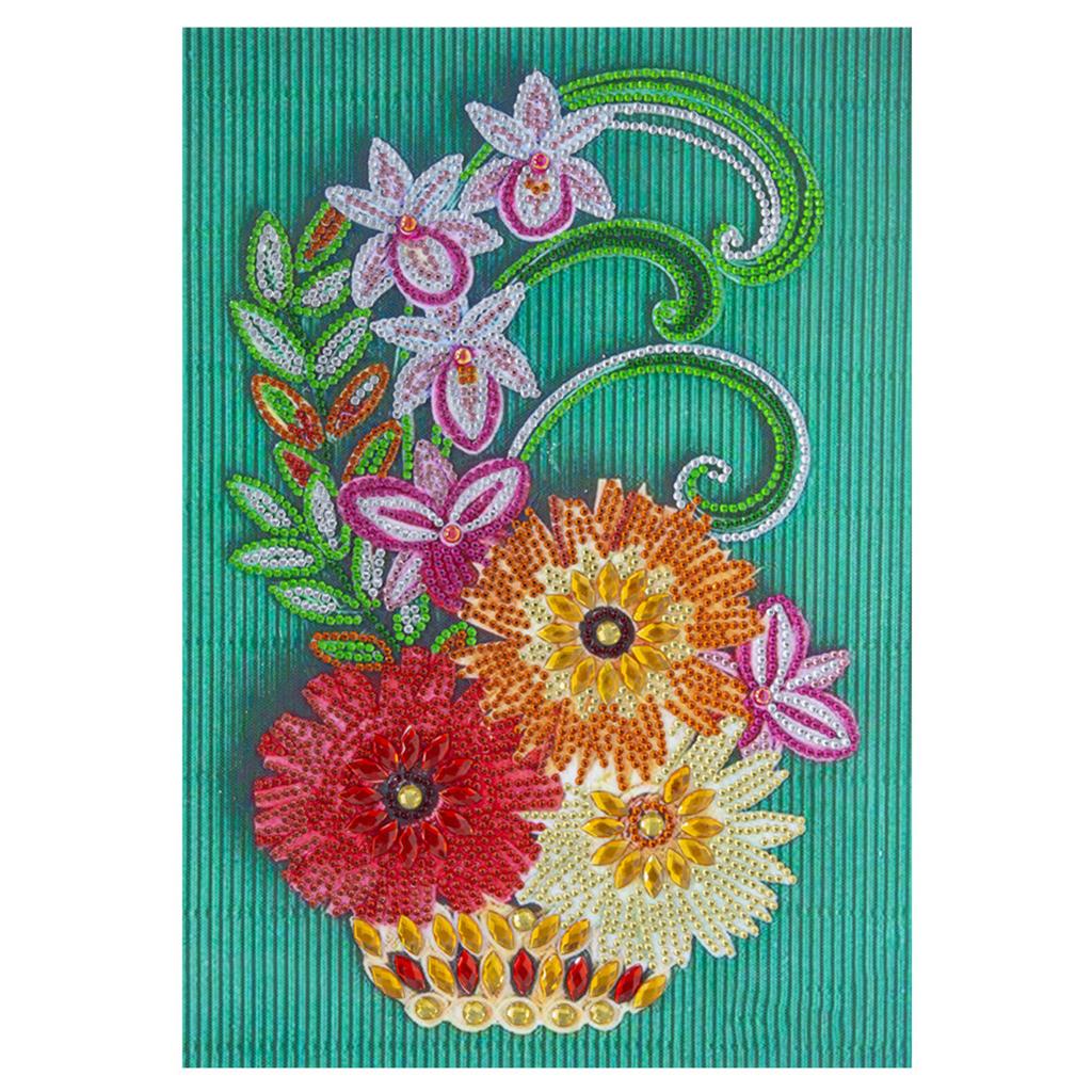 1x 5D DIY Full Drill Diamond Painting Flowers Hearts Cross Stitch Wall Decor Colorful Flower