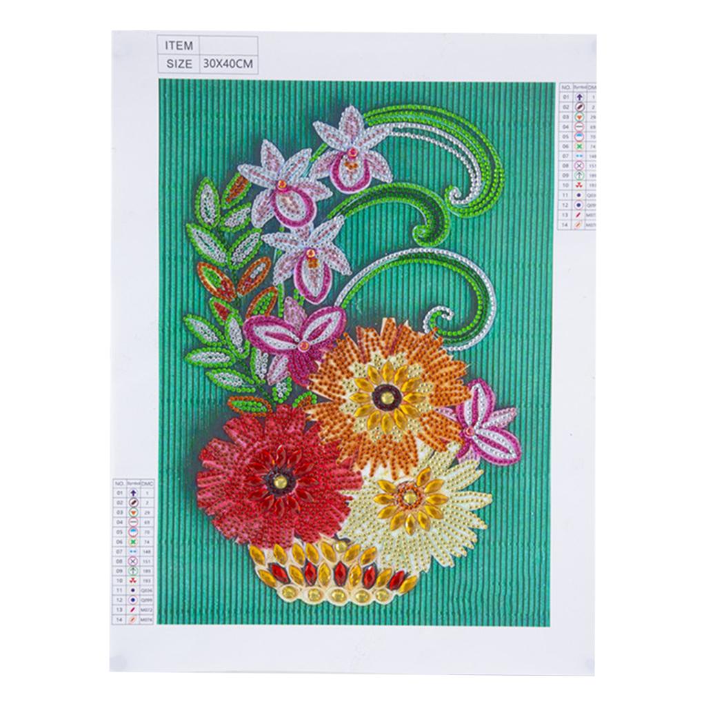 1x 5D DIY Full Drill Diamond Painting Flowers Hearts Cross Stitch Wall Decor Colorful Flower