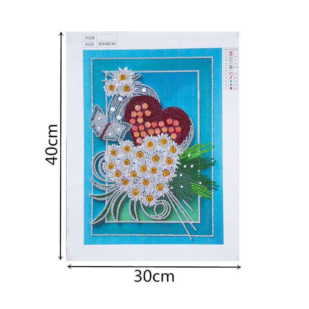 1x 5D DIY Full Drill Diamond Painting Flowers Hearts Cross Stitch Wall Decor Heart Flower