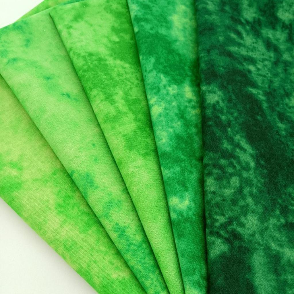 5 x Tie Dye Fabric 50 x 45cm Printed for Dressmaking Patchwork Green