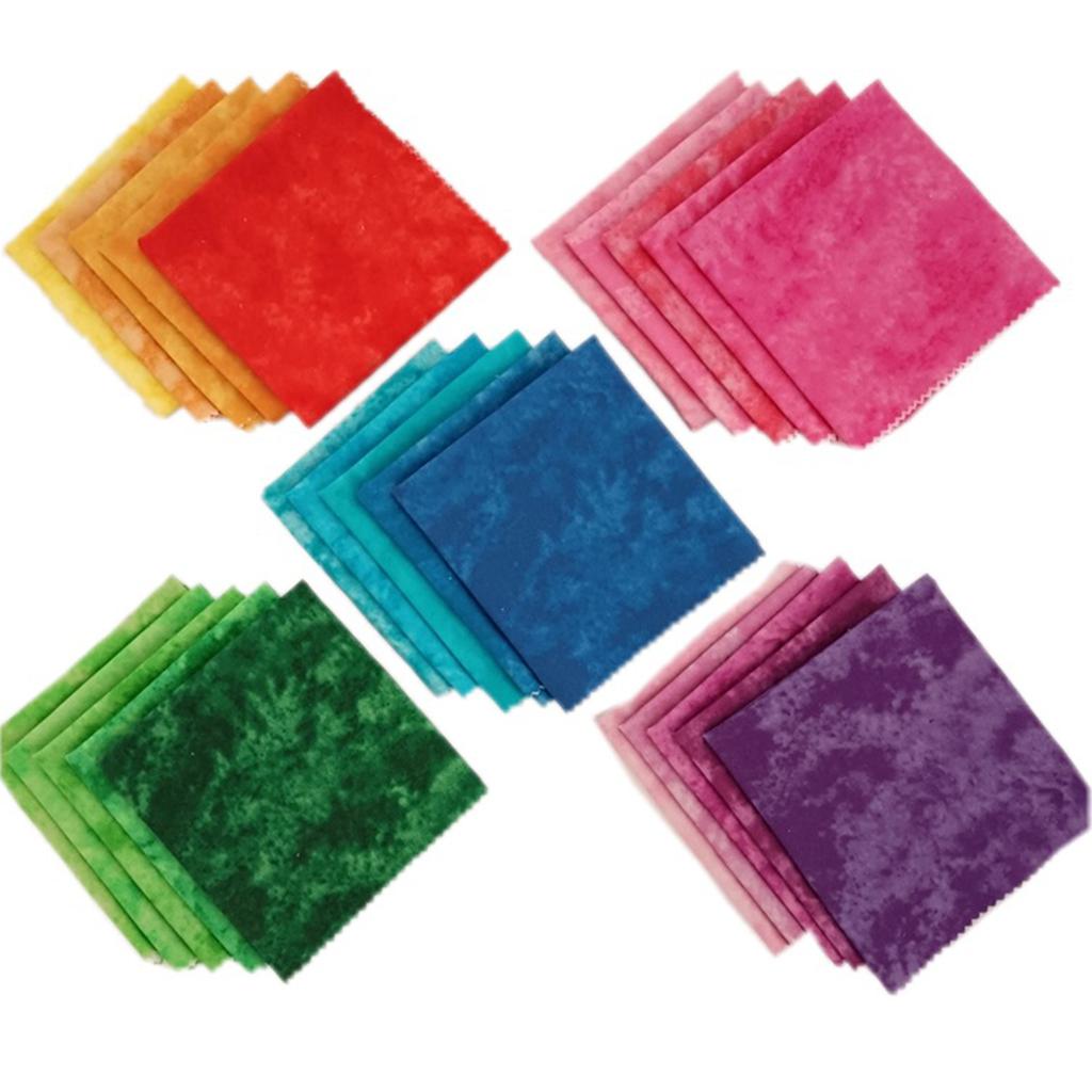 5 x Tie Dye Fabric 50 x 45cm Printed for Dressmaking Patchwork Green