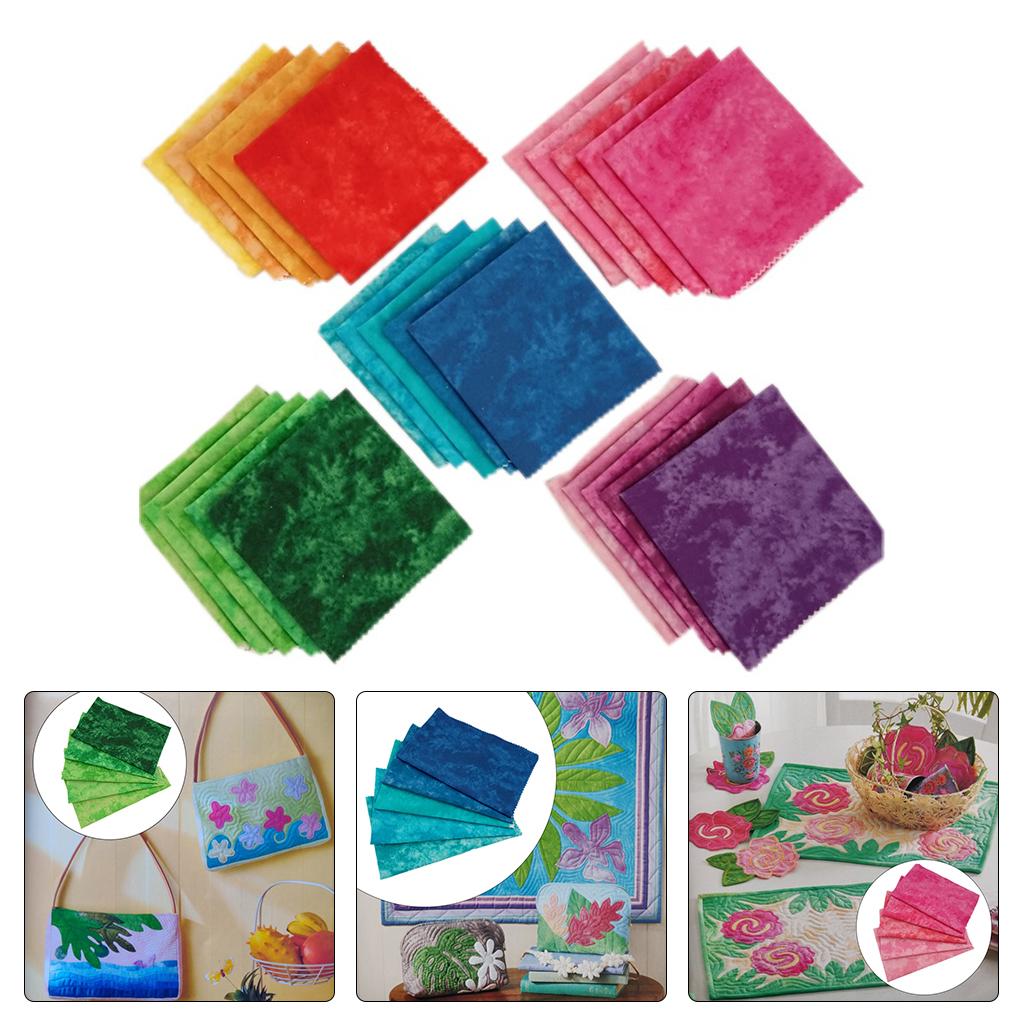 5 x Tie Dye Fabric 50 x 45cm Printed for Dressmaking Patchwork Green