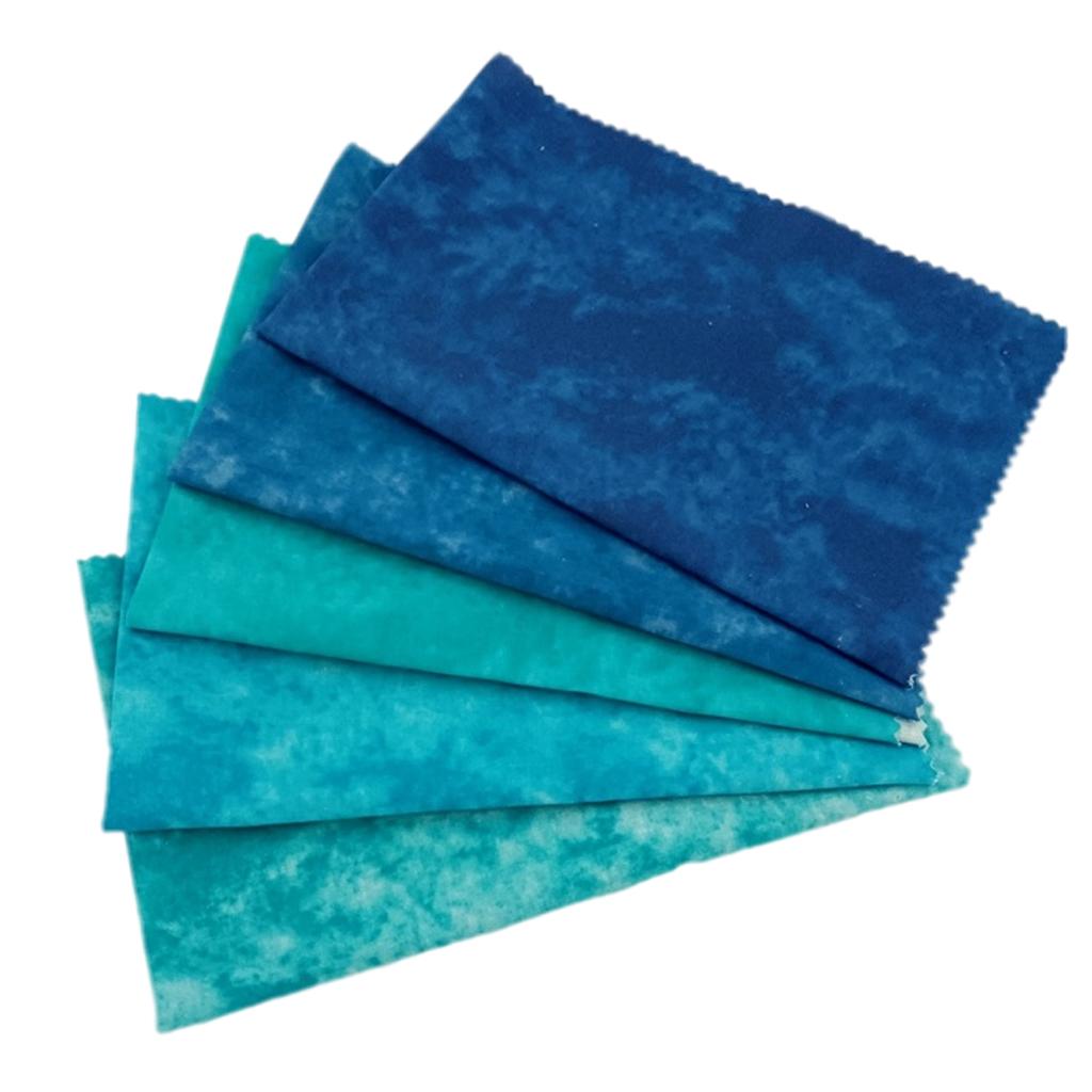 5 x Tie Dye Fabric 50 x 45cm Printed for Dressmaking Patchwork Blue