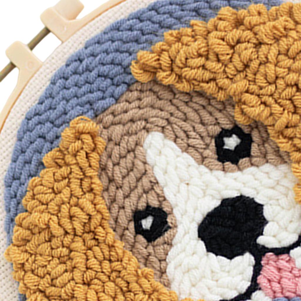 Punch Needle Kit DIY Needlework Animal Dog Embroidery for Adult Kid Starter A