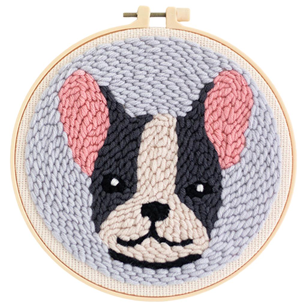Punch Needle Kit DIY Needlework Animal Dog Embroidery for Adult Kid Starter C