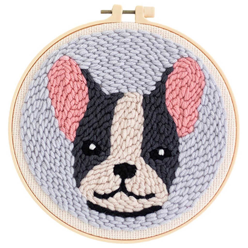 Punch Needle Kit DIY Needlework Animal Dog Embroidery for Adult Kid Starter C