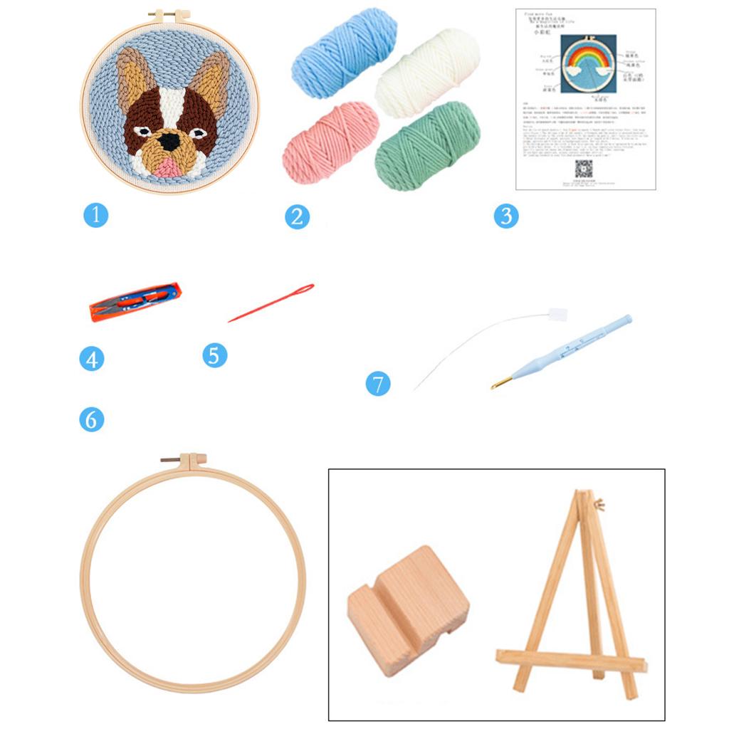 Punch Needle Kit DIY Needlework Animal Dog Embroidery for Adult Kid Starter D
